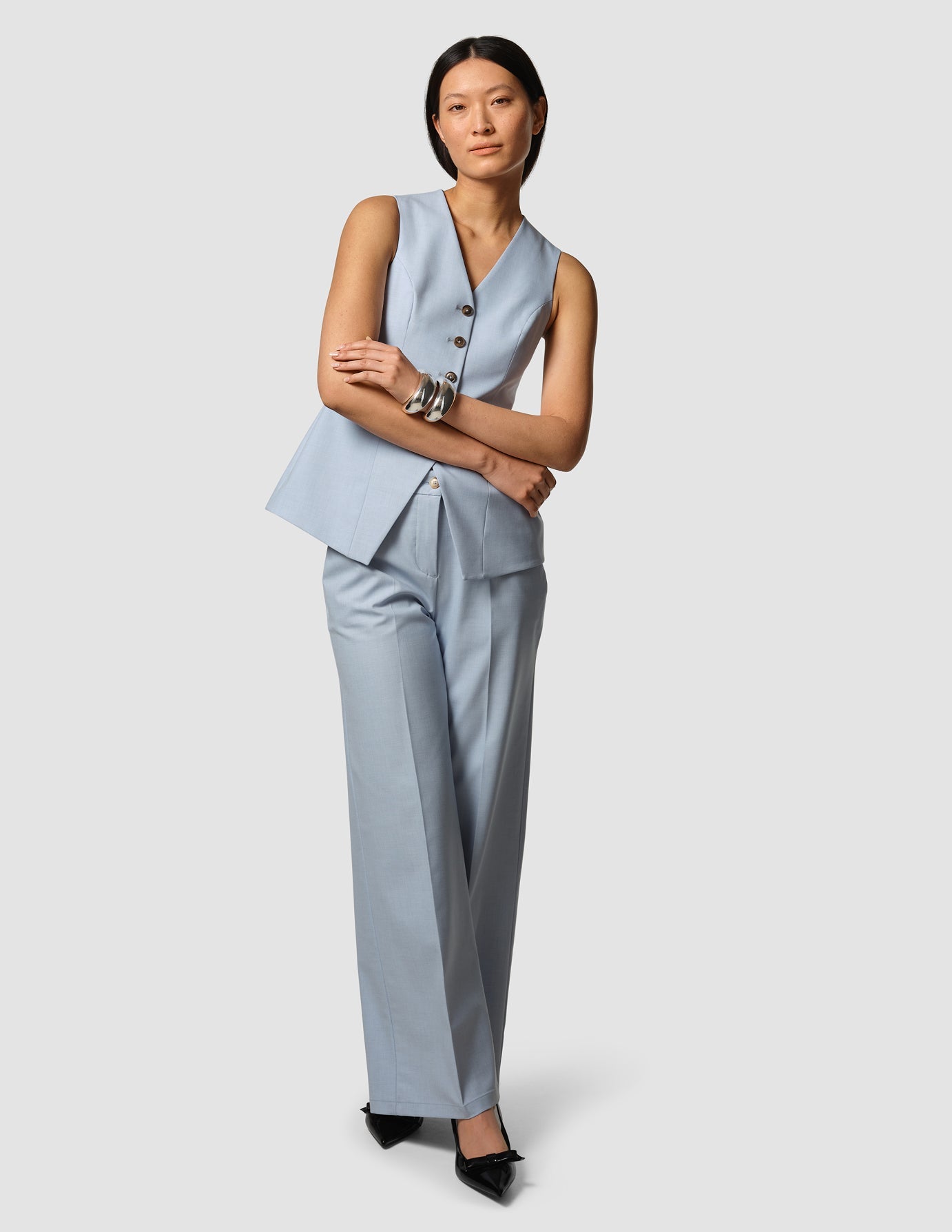Women's Essential Long Vest & Wide Leg Pants Set - Casual Lounge Outfit for Home, Office & Travel