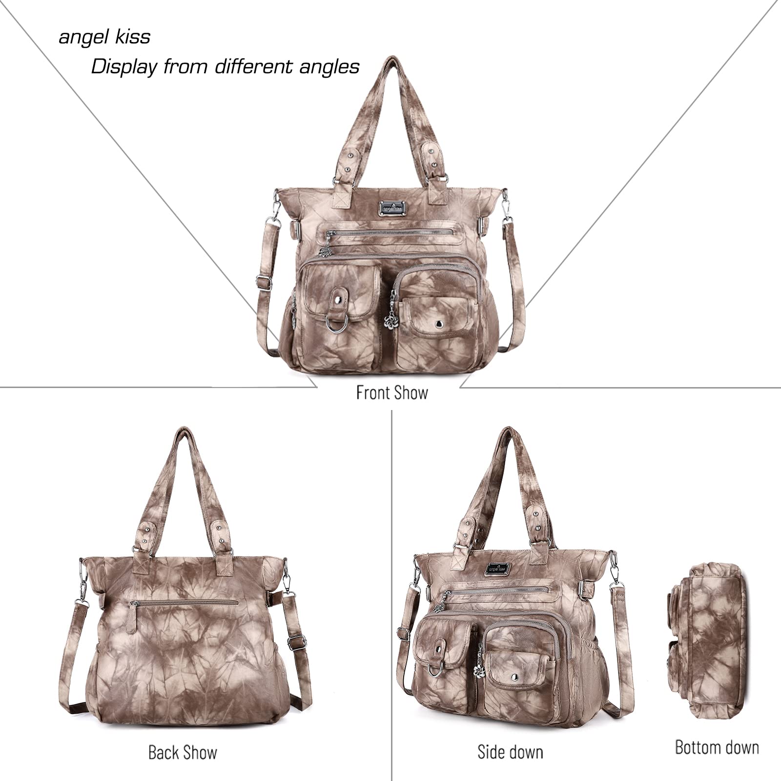 Angel Kiss Women's PU Leather Shoulder Bag - Stylish Tote & Satchel for Work & Travel