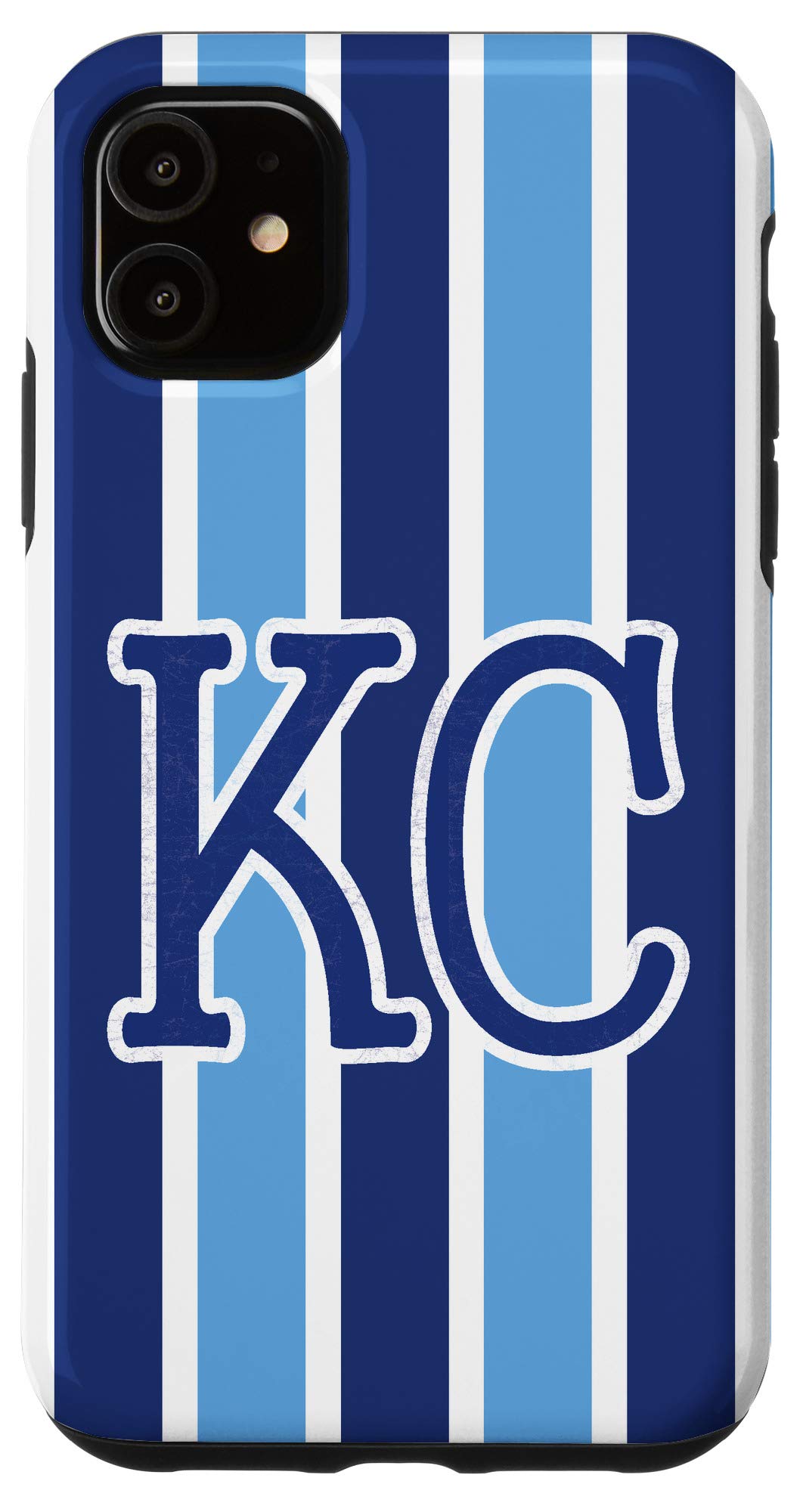 Original iPhone 11 Case - Kansas City KC Pin Stripes Vintage Design in Classic Blue | Perfect for Chiefs Fans & Missouri Pride | Durable Protection for Everyday Use