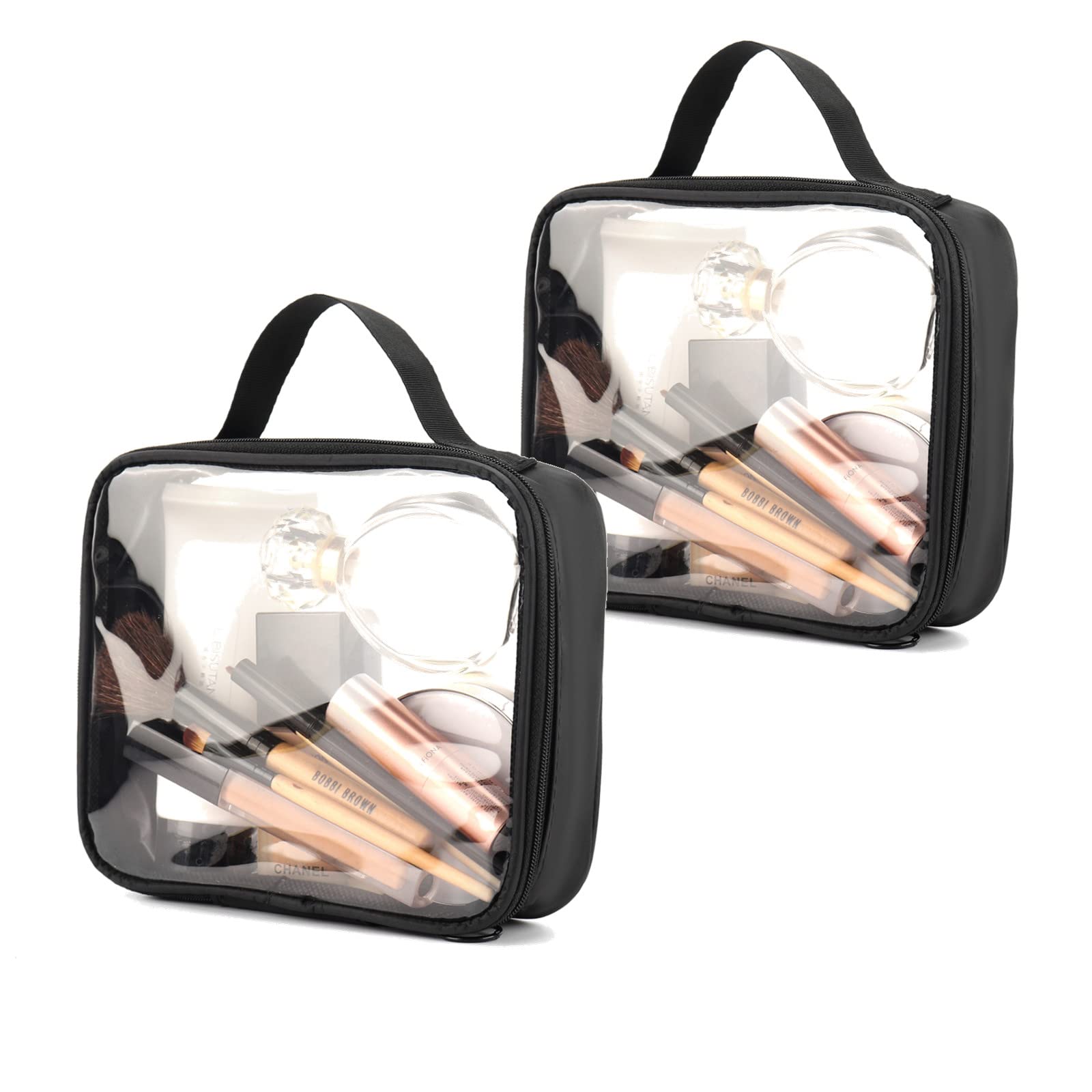TSA Approved Clear Travel Toiletry Bags - 2 Pack Waterproof Plastic Cosmetic Pouch for Carry-on Liquids | Perfect for Air Travel, Vacation & Gym Essentials Organization