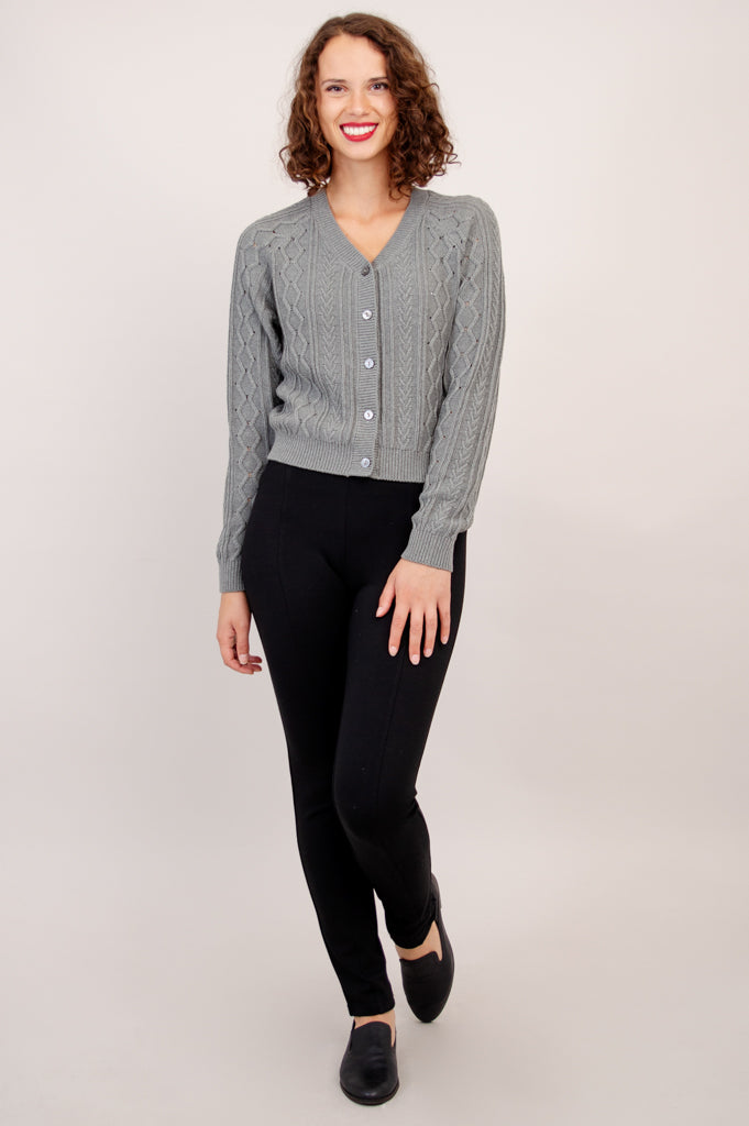 Bena Cotton Cardigan for Women - Soft Grey Knit Sweater - Comfortable & Stylish for Fall, Winter & Layering Outfits