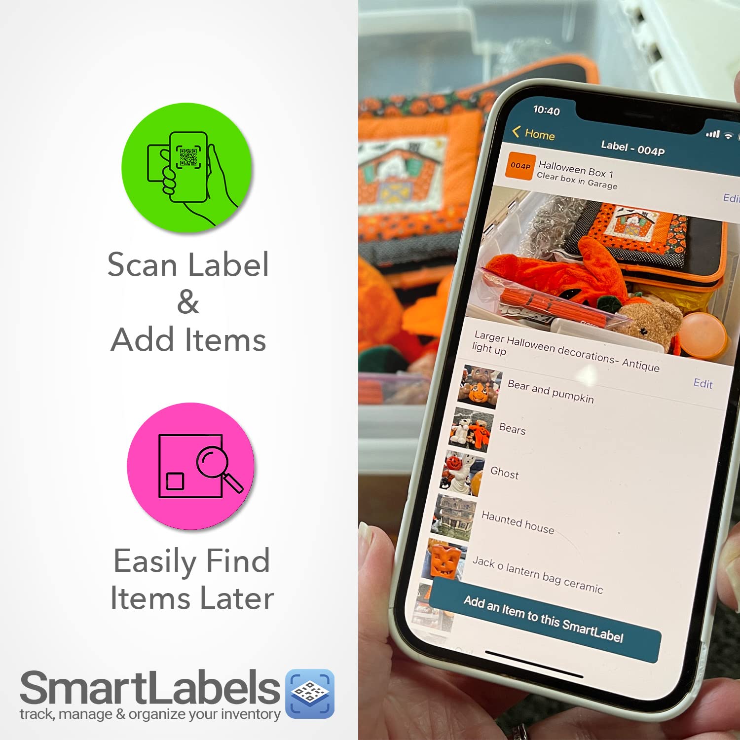 48 Pack Neon QR Code Smart Labels - Made in USA for Storage & Inventory Tracking | Organize Storage Units, Moving Supplies & App Inventory Management | Perfect for Home Organization, Warehouse Logistics & Small Business Inventory Control