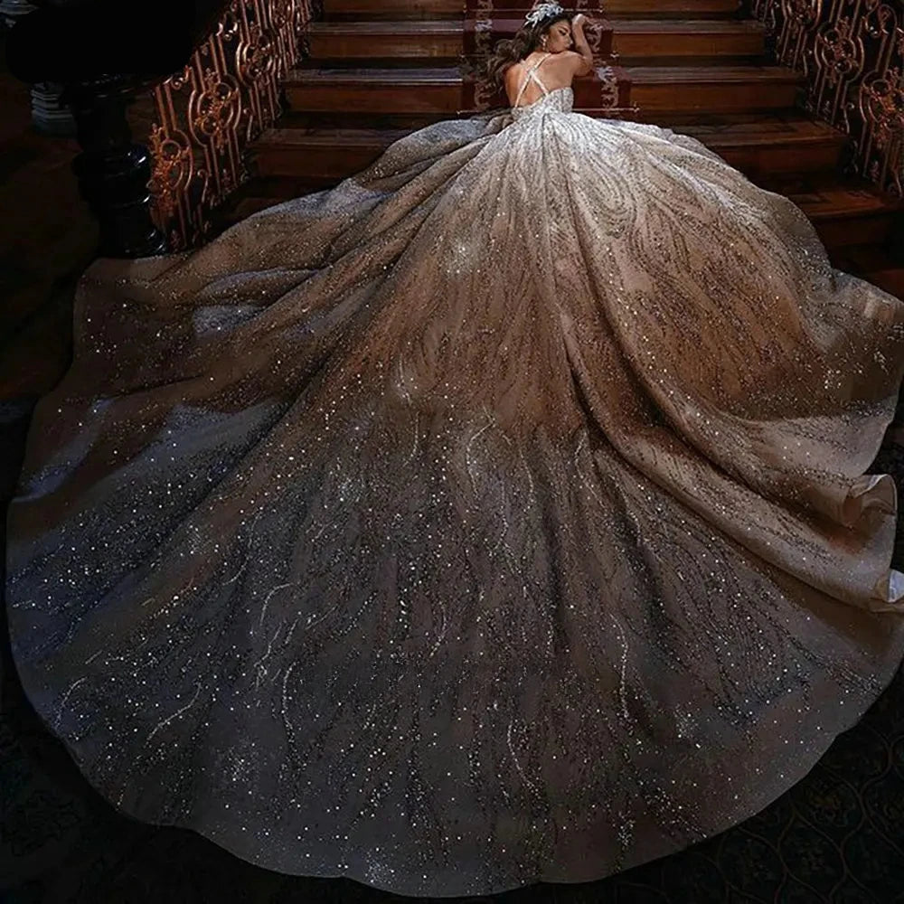 Exquisite Crystal Beaded Ball Gown Wedding Dress - Custom Shiny Floor-Length Bridal Gown for Bride (Vestido de Novia) | Perfect for Grand Weddings, Red Carpet Events & Formal Galas