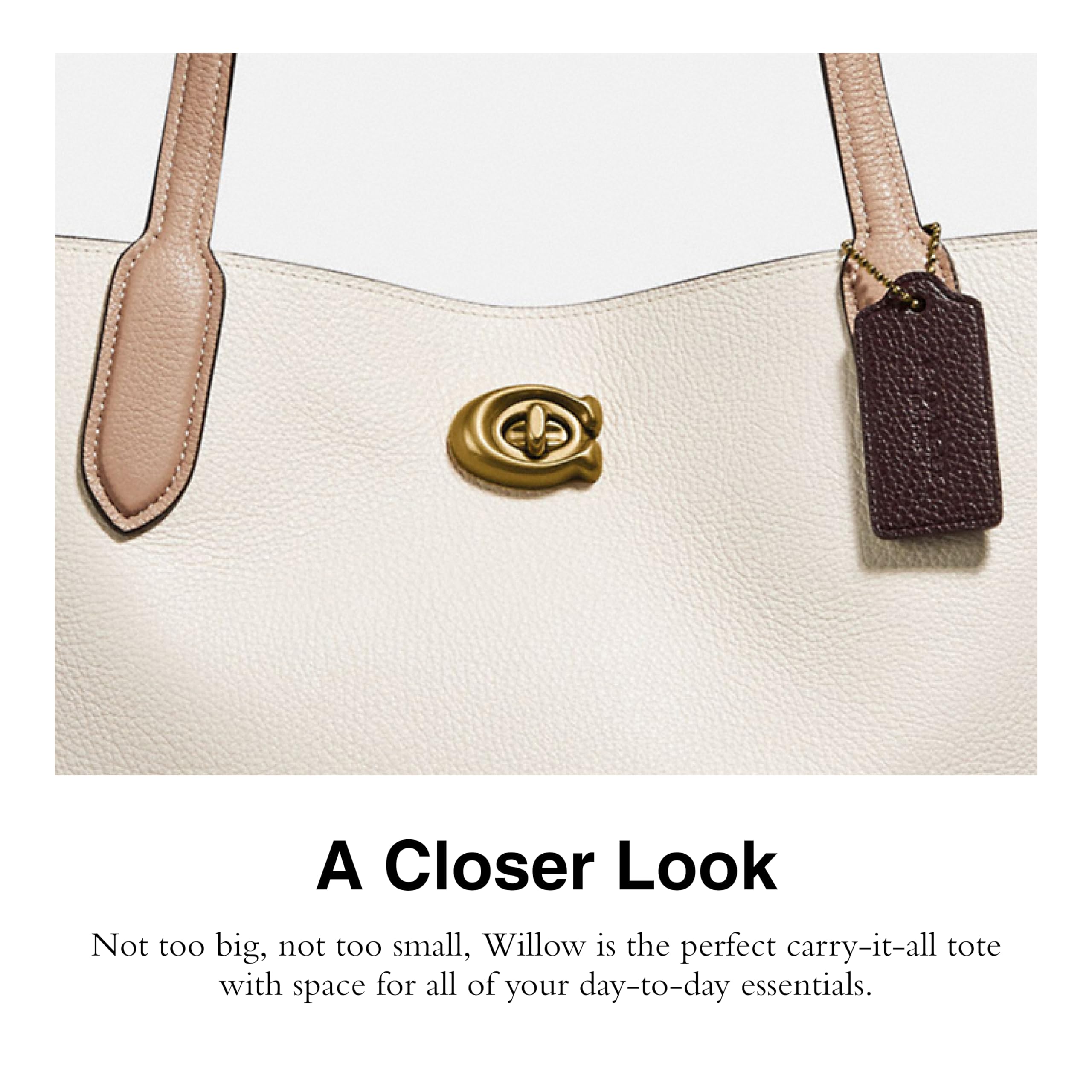 Coach Women's Polished Pebble Leather Willow Tote Bag - Stylish Designer Handbag for Work, Travel & Everyday Use