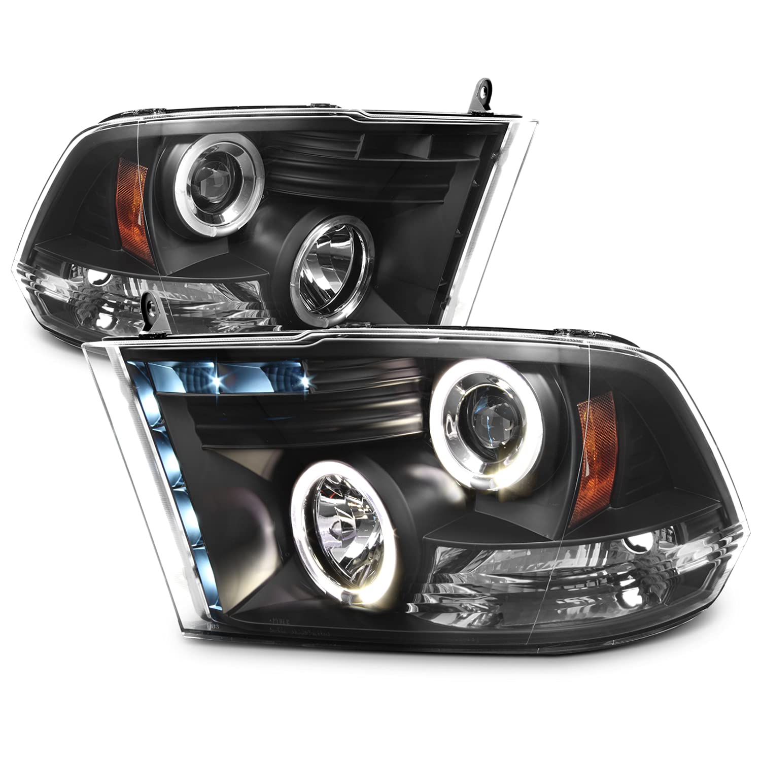 AKKON Dodge Ram LED Headlights & Tail Lights 2009-2018 - Black for Night Driving
