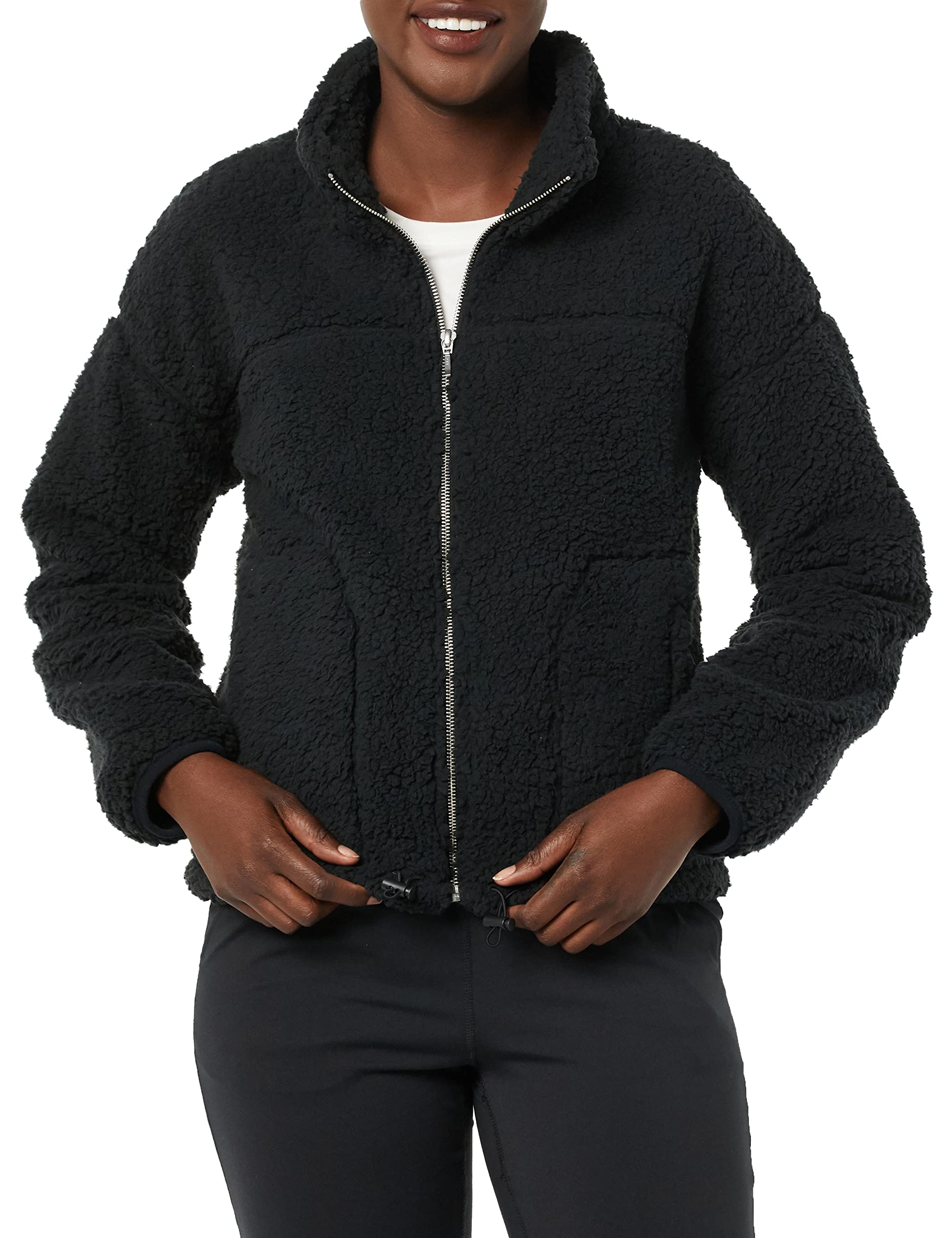 Amazon Essentials Women's Fleece Zip-Up Sherpa Jacket - Cozy Winter Outerwear for Casual Wear, Hiking & Outdoor Activities