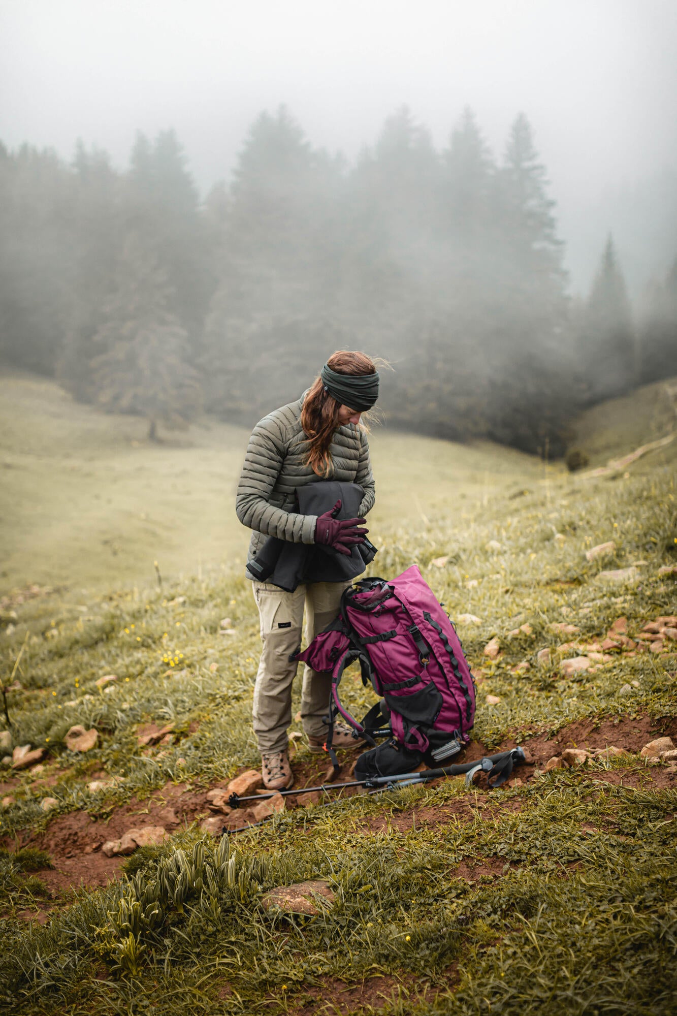 Forclaz Women's MT100 Down Jacket - Lightweight Waterproof Hiking & Backpacking Coat for Cold Weather (23°F) - Perfect for Mountain Climbing, Camping & Winter Outdoor Adventures