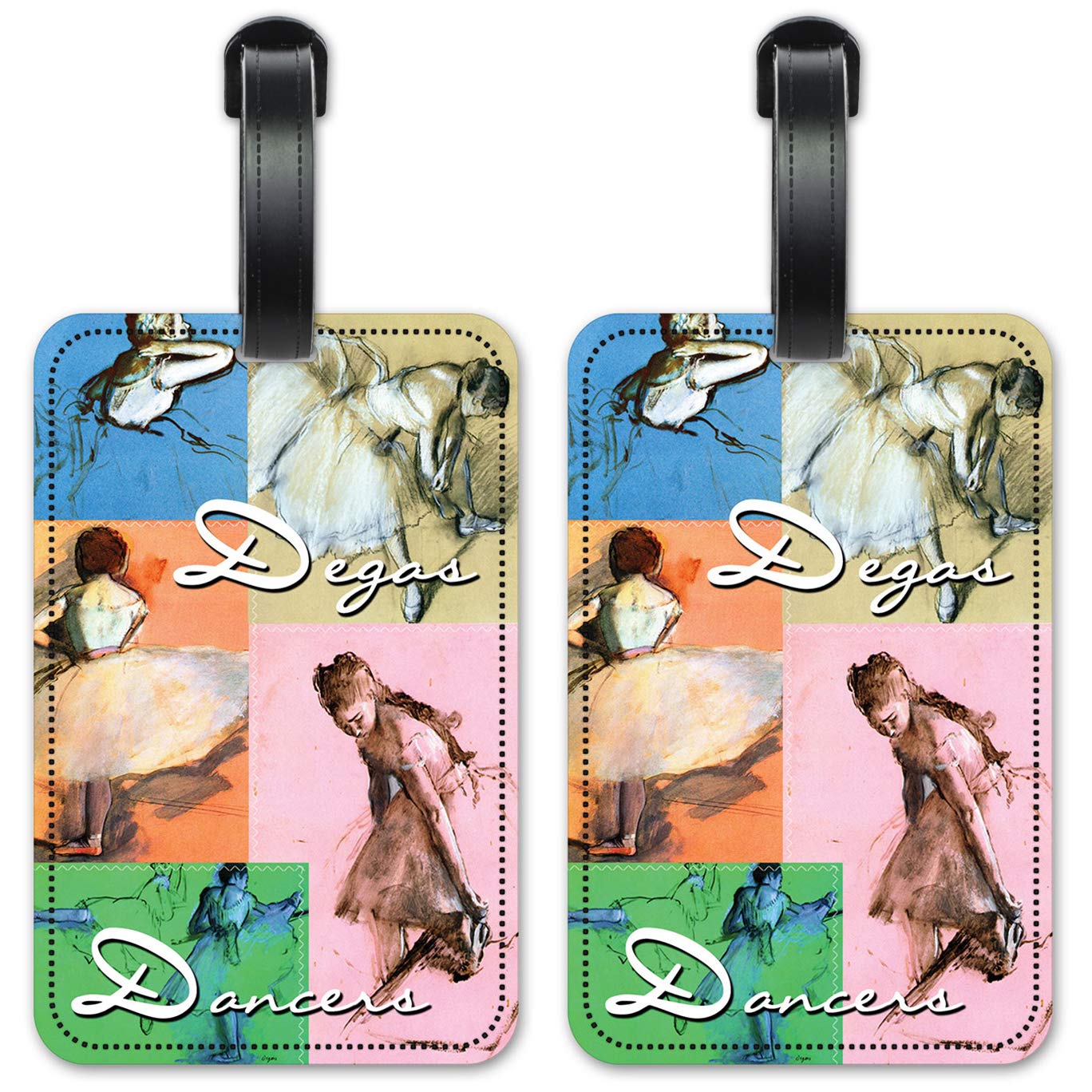 Degas Dance Collage Luggage ID Tags - Set of 2 Suitcase Identification Cards for Travel, Cruise & Business Trips - Durable & Stylish Baggage Tags