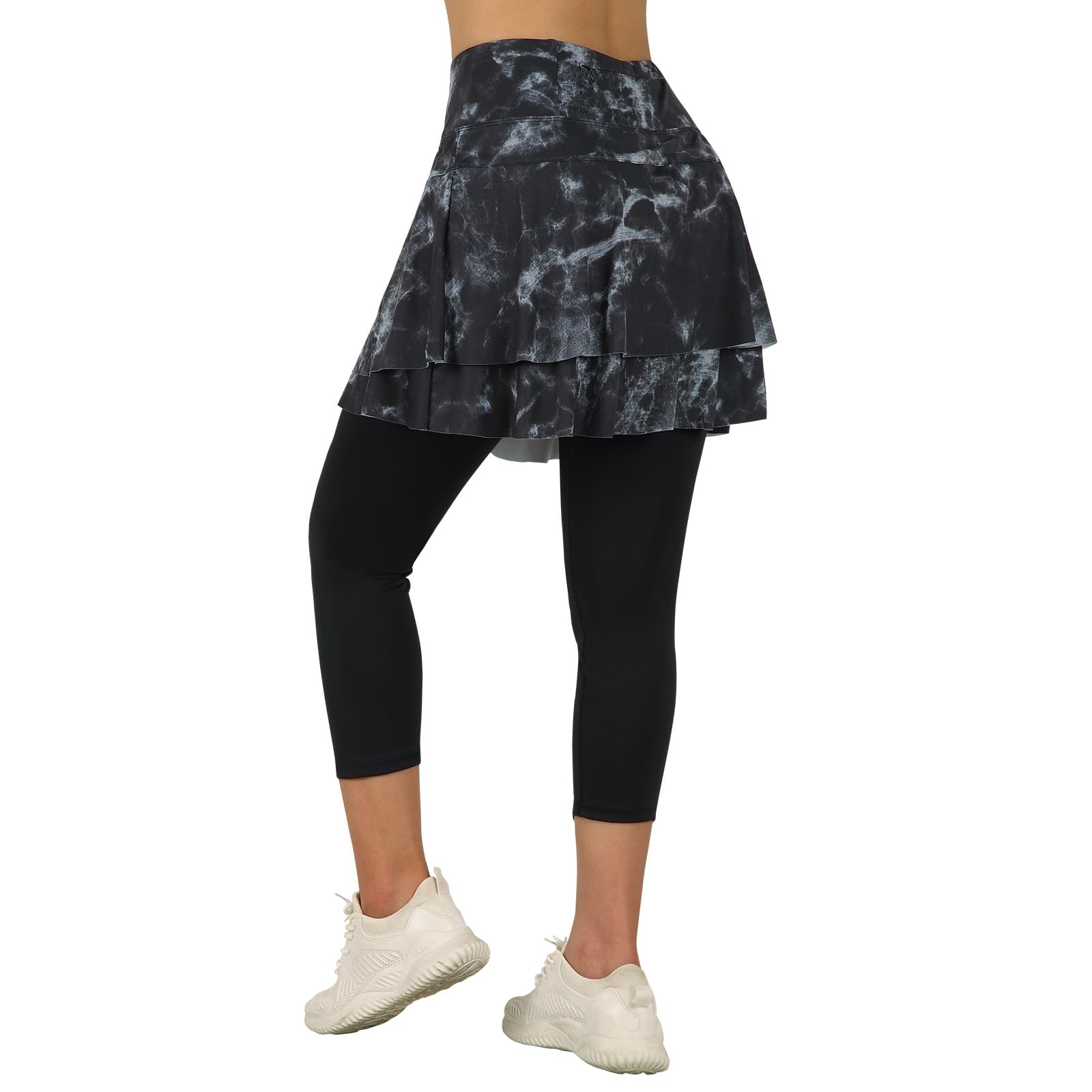 ANIVIVO Women's Skirted Leggings - Athletic Capri Leggings with Built-in Tennis Skirt for Golf, Pickleball & Workouts - Comfortable & Stylish with Pockets - Perfect for Sports, Gym & Casual Wear