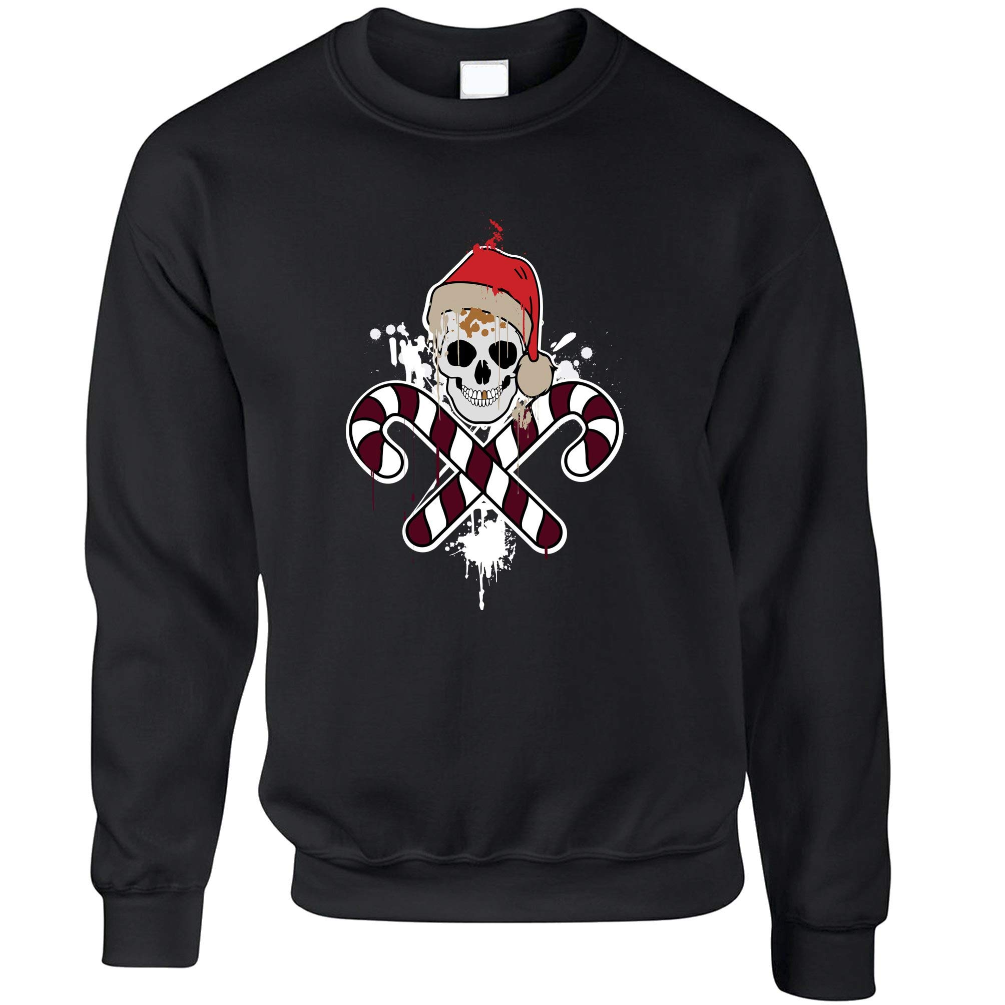 Spooky Christmas Sweater with Skull & Candy Cane Design - Fun Ugly Holiday Party Outfit for Xmas Gatherings & Festive Events