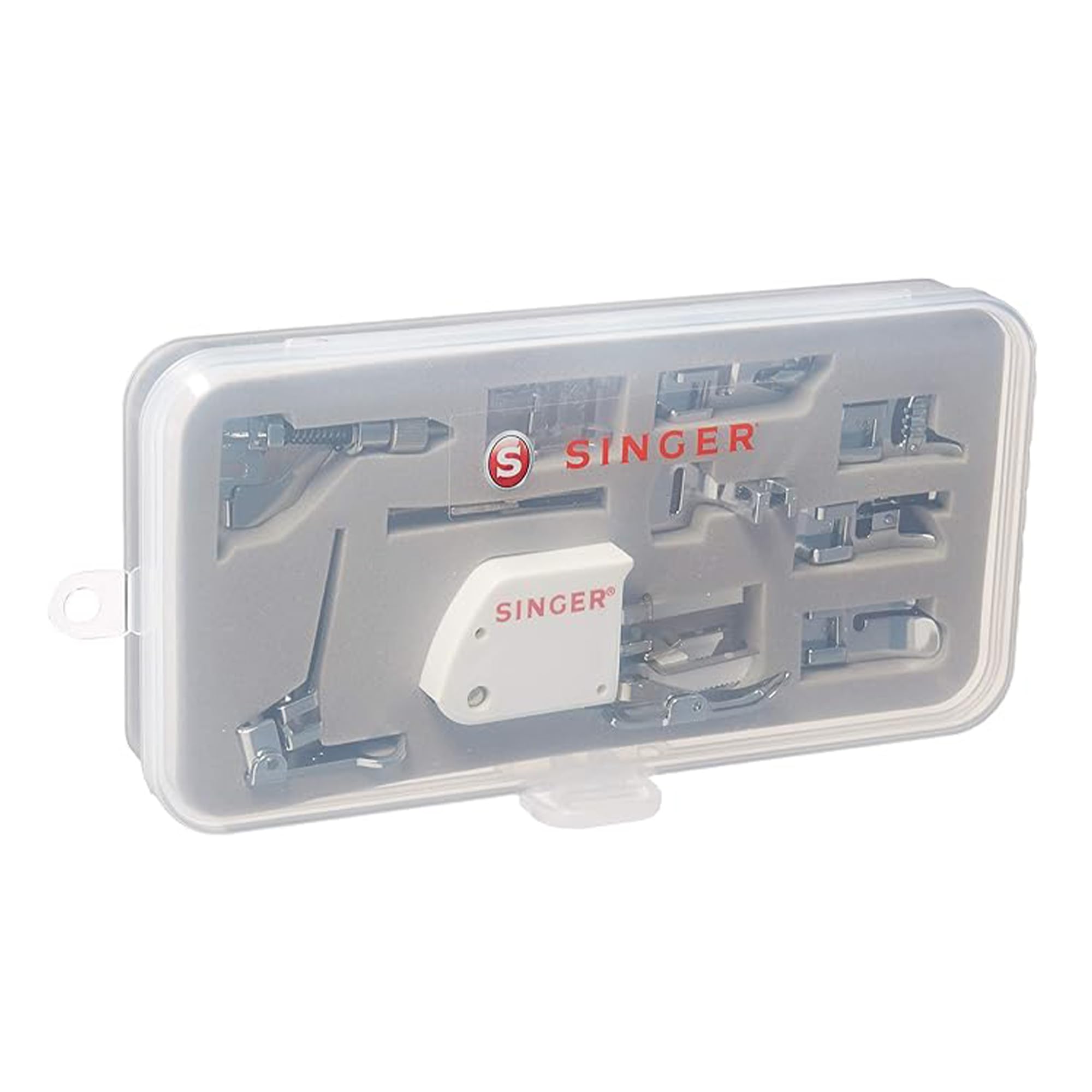 SINGER 9-Piece Presser Foot Sewing Machine Accessory Kit with Twin Needle - Universal Fit for Household & Multi-Function Sewing Machines - Clear Durable Storage Case - Perfect for Quilting, Mending, Patchwork, Dressmaking & DIY Sewing Projects