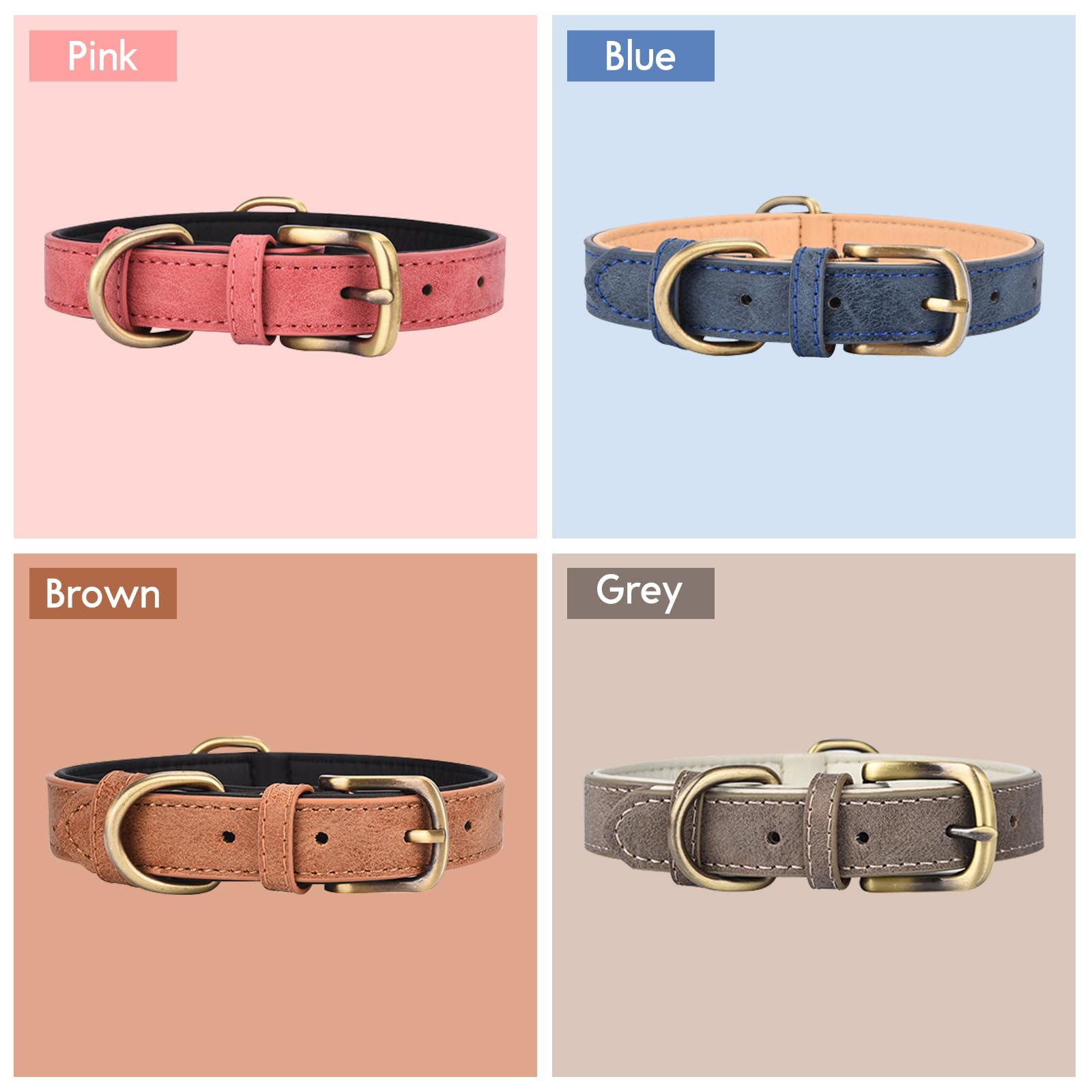 Premium Gray Leather Dog Collar for Medium & Large Dogs - Durable & Adjustable Pet Collar with Metal Buckle - Perfect for Daily Walks, Training & Outdoor Adventures