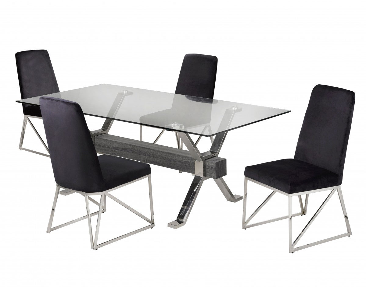 5 Piece Modern Dining Set - Black Wooden Table & Chairs for Kitchen, Dining Room, Breakfast Nook | Perfect for Small Spaces & Family Gatherings