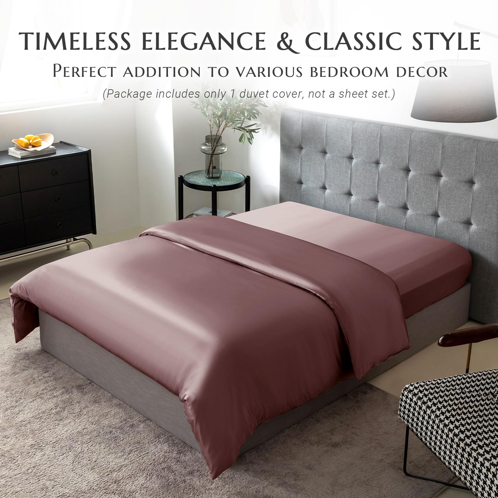 THXSILK 100% 7A+ Mulberry Silk Duvet Cover - Queen Size Purple, Seamless & Breathable Comforter Cover with Easy Care Zipper Closure | Luxury Bedding for Better Sleep & Skin Care | Perfect for Master Bedrooms, Guest Rooms & Hotels