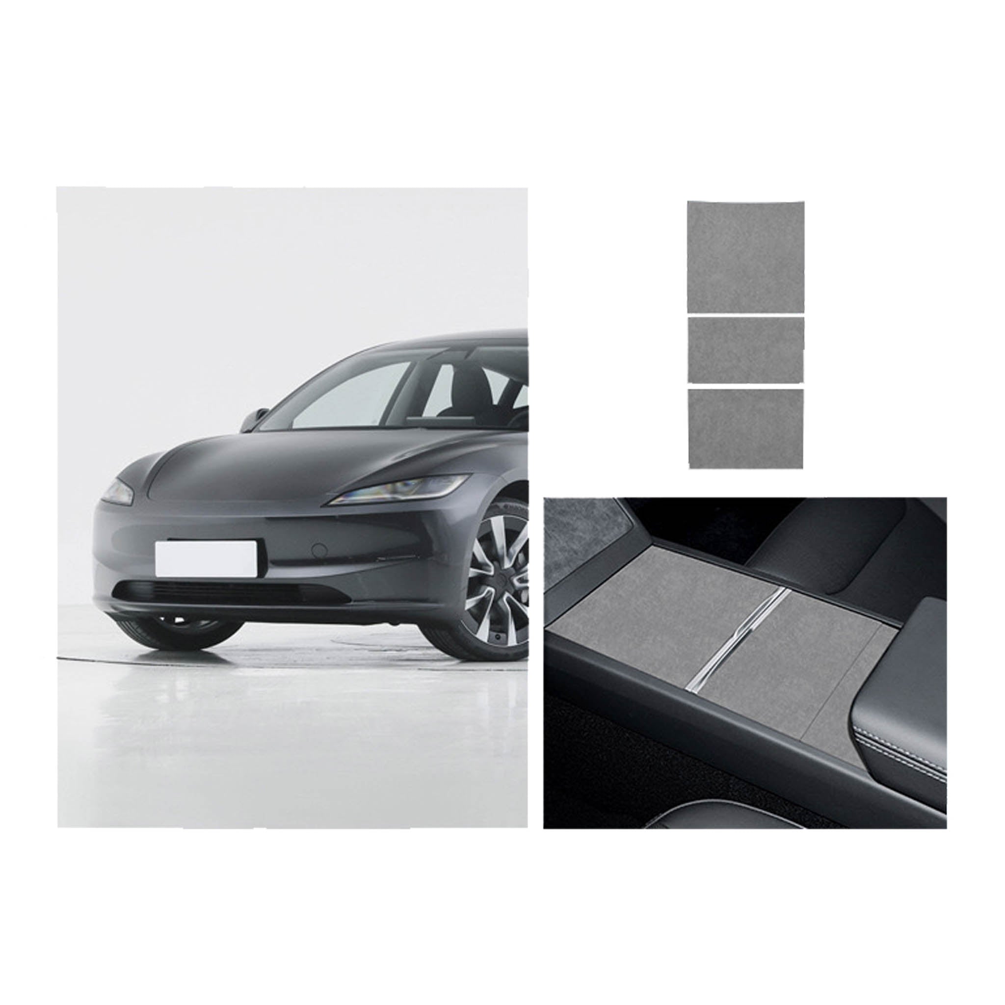 Premium Tesla Alcantara Center Console Wrap Sticker - Compatible with 2024+ Model 3 Highland & 2025+ Model Y Juniper - Upgrade Interior Protection & Style for Your Electric Vehicle