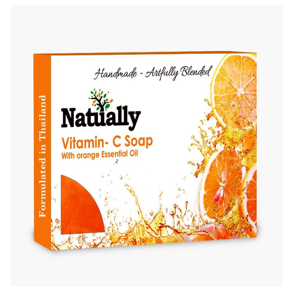 100% Natural Organic Vitamin C Soap Bar with Orange Essential Oil - Handmade Face & Body Cleanser for Men & Women, 125g (1 Pack) - Gentle Exfoliation & Skin Brightening for Daily Shower & Spa Use