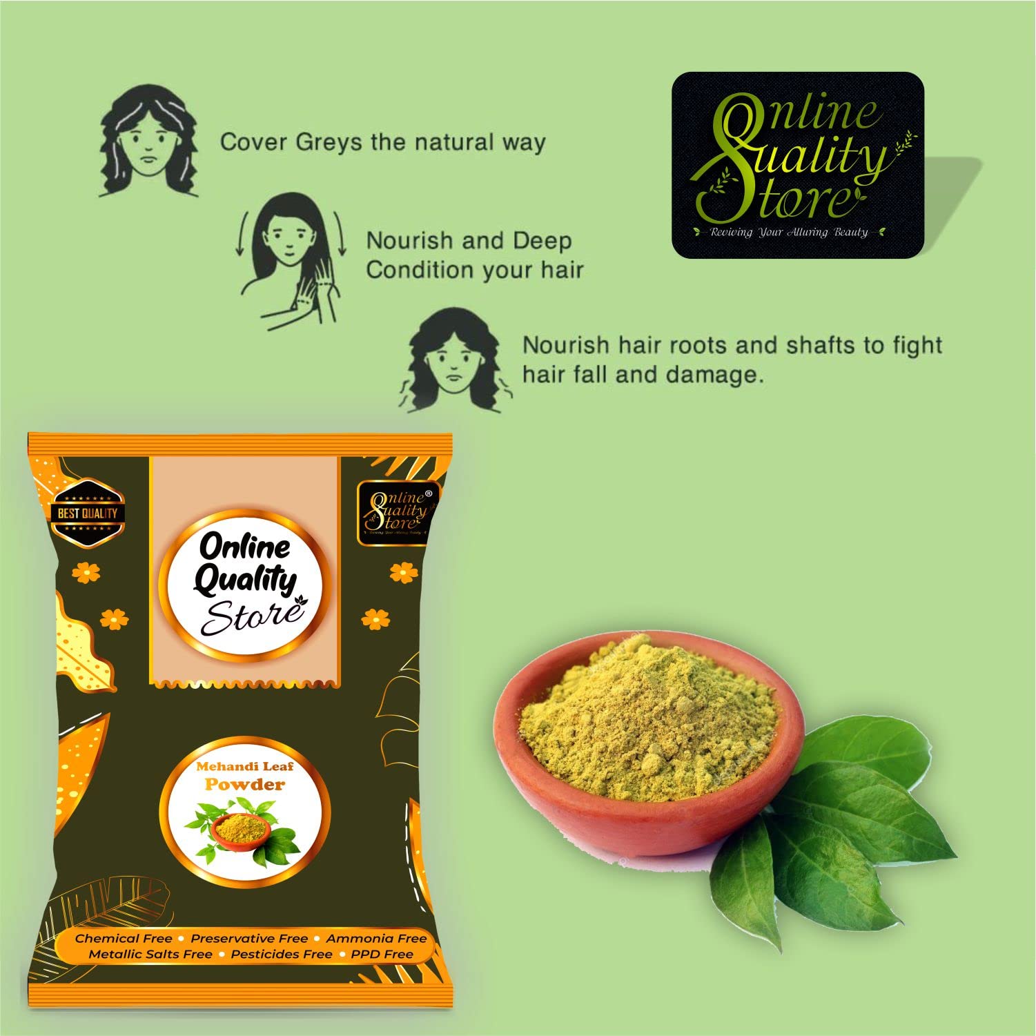 Natural Henna Powder for Hair Color | Lawsonia Inermis | Pure Mehndi Powder 480g | Ammonia-Free & Paraben-Free | Organic Hair Dye | Perfect for DIY Hair Coloring & Natural Hair Care at Home