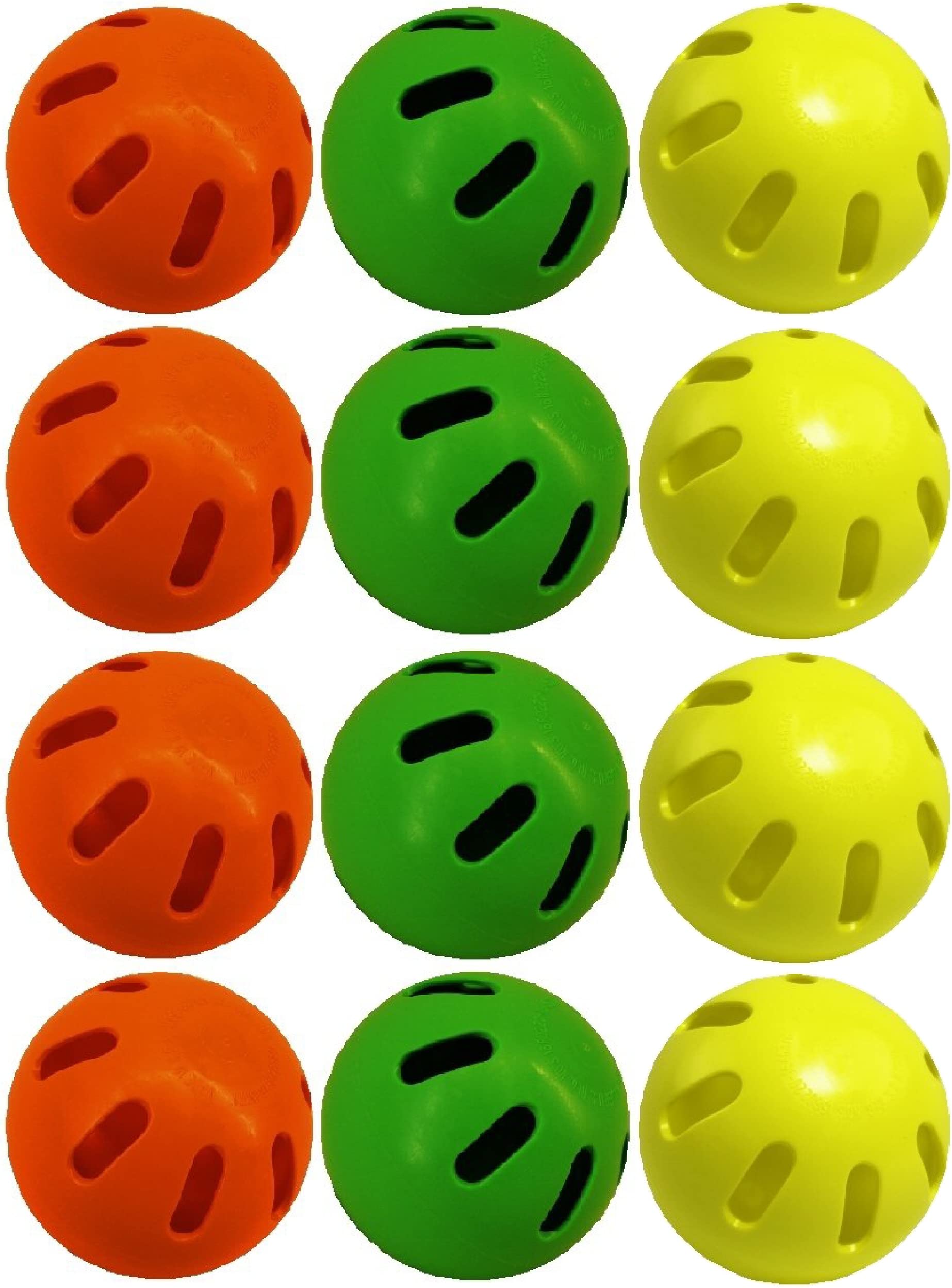 Official Size Wiffle Balls Set - 12 Pack (4 Green, 4 Orange, 4 Yellow) | Matty's Toy Stop Exclusive Colors | Perfect for Backyard Baseball, Batting Practice & Outdoor Games