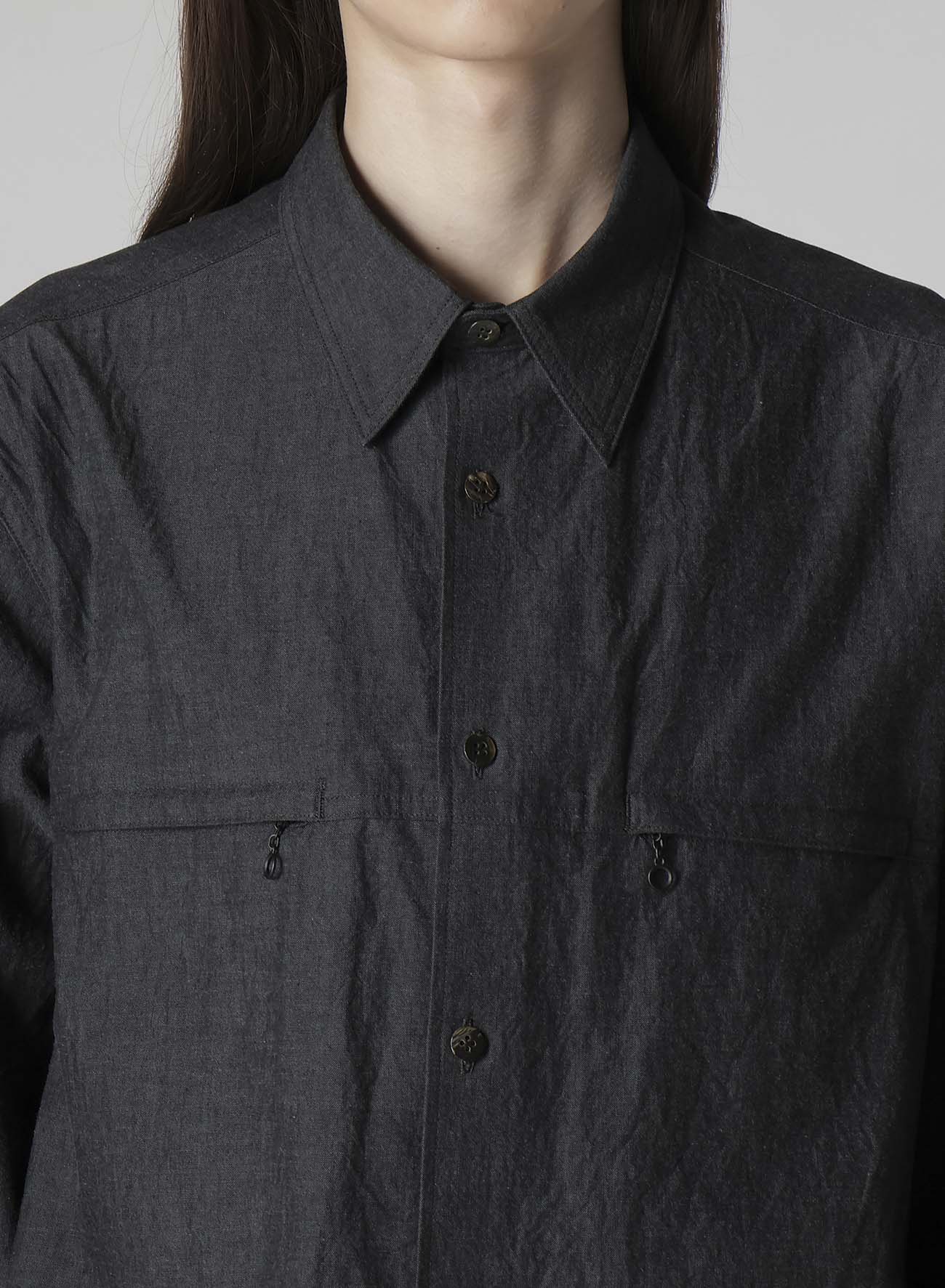 Men's Cotton Denim Dungaree Shirt with Double Zip Pockets - Casual Workwear & Outdoor Adventure Shirt