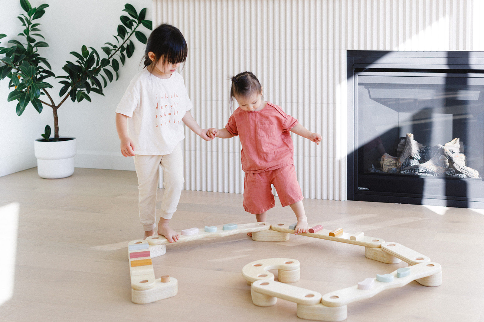 Step N' Balance Kids Wooden Balance Beam & Building Blocks Set - Fun Indoor & Outdoor Play for Toddlers, Preschoolers & Children