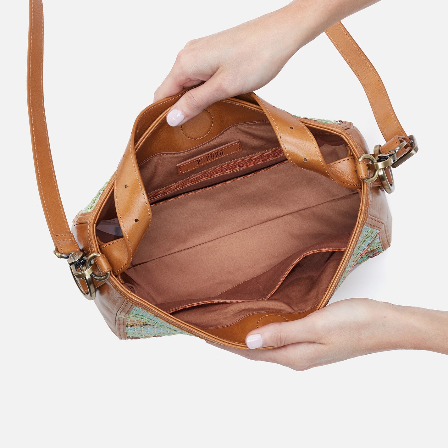 Render Small Crossbody Bag in Multi Weave with Leather Trim - Sea Dream Stripe Design | Stylish Women's Purse for Everyday Use, Travel & Casual Outings