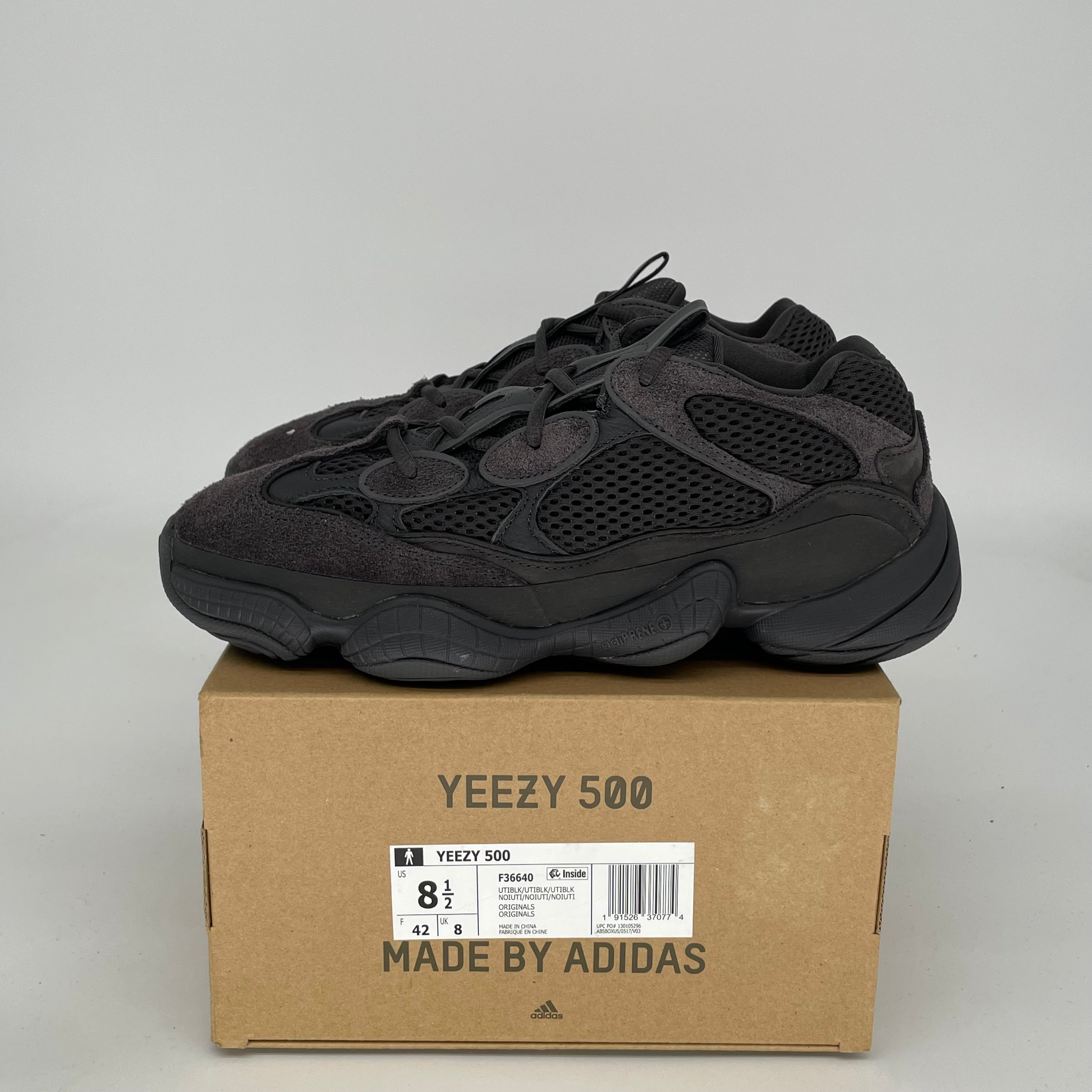 Adidas Yeezy 500 Utility Black Men's Sneakers Size 8.5 - F36640 - Perfect for Casual Wear, Street Style & Gym Workouts