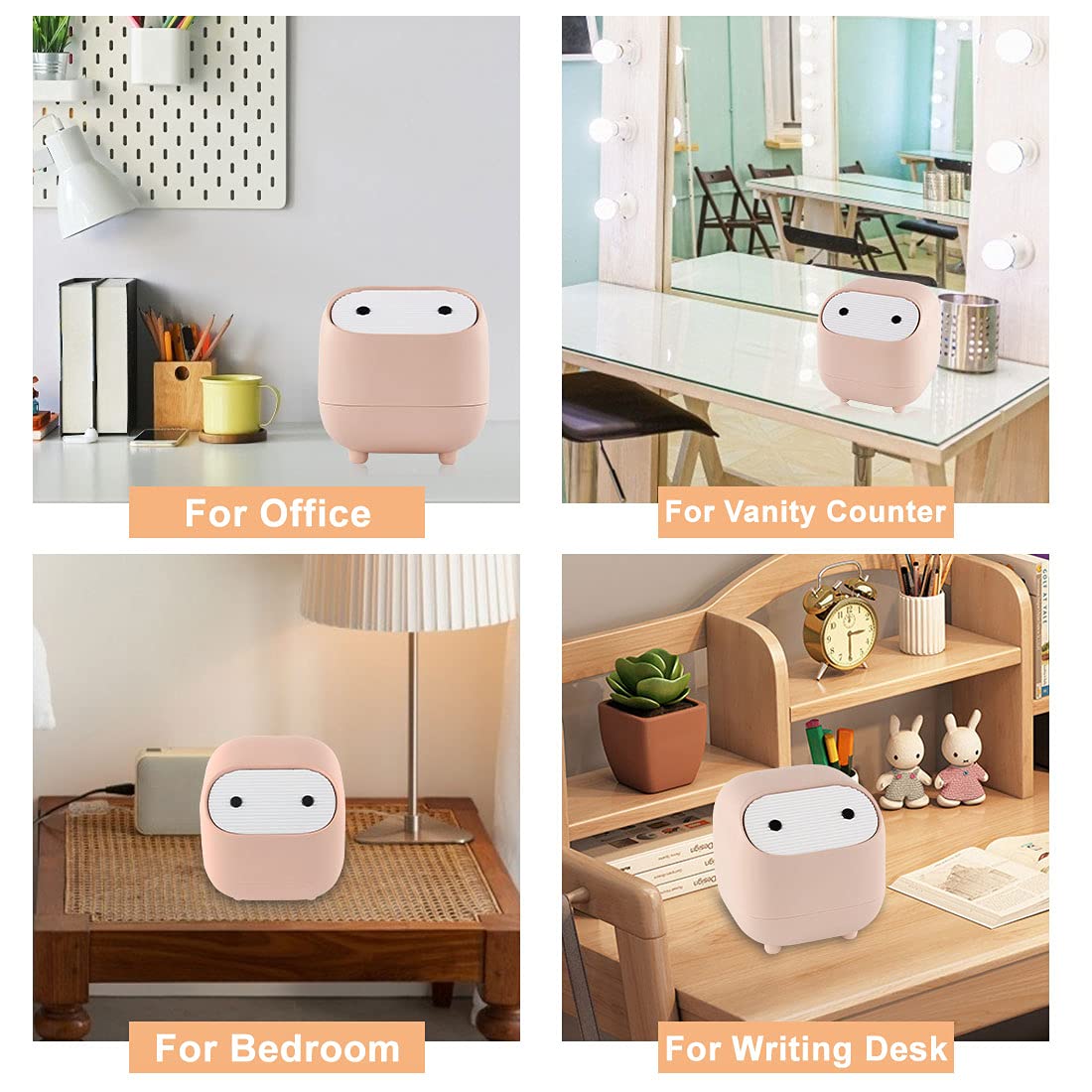 Acecharming 5L Mini Table Trash Can with Lid - Small Plastic Waste Bin for Desk, Office, Bathroom - Perfect for Disposing Cotton Rounds, Makeup Sponges, Tissues & Small Trash - Compact & Stylish Home & Office Organizer