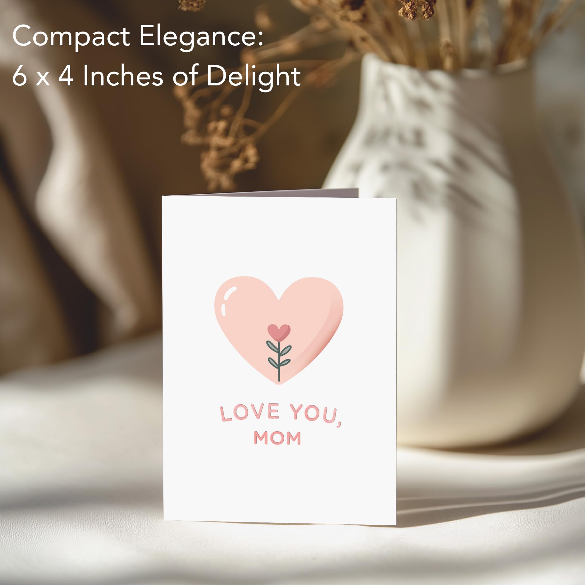 Elegant Rose Gold Mother's Day Card with Envelope - Perfect for Gifting