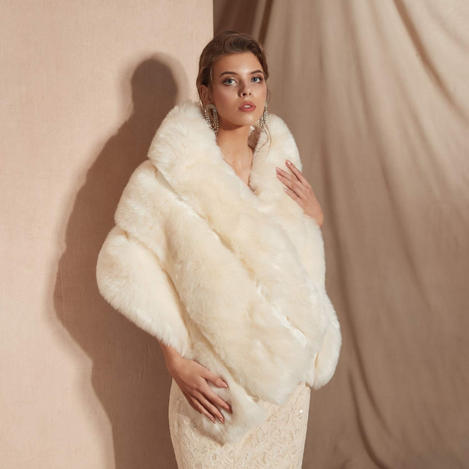 Elegant Women's Wedding Shrug Stole Wrap Cape Shawl - Lace Bridal Cover-Up for Ceremony, Reception & Formal Events