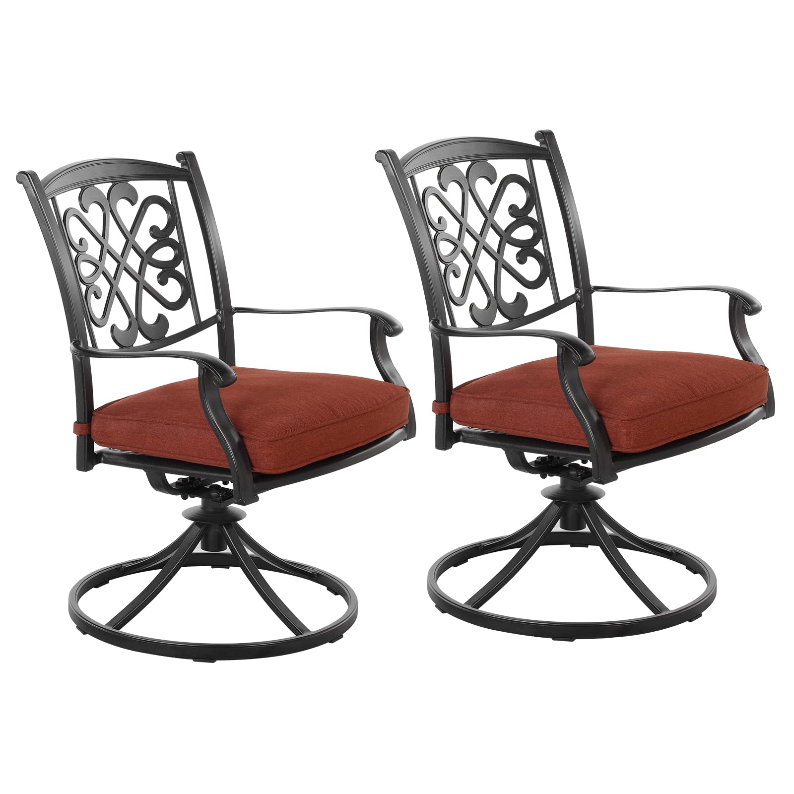 2-Piece Patio Swivel Dining Chair Set - All-Weather Aluminum Outdoor Rocking Bistro Chairs with Thick Cushions - Perfect for Garden, Backyard, Poolside & Restaurant Outdoor Seating