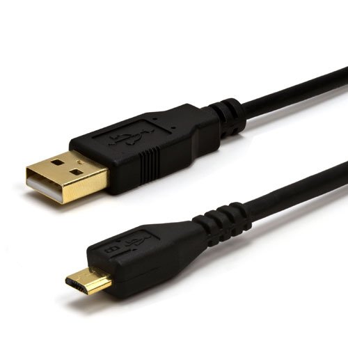 High-Speed USB 2.0 Cable A Male to Micro B - 1.5ft Black Charging & Data Sync Cable for Smartphones, Cameras & External Hard Drives - Durable Nylon Braided Cord for Home, Office & Travel Use
