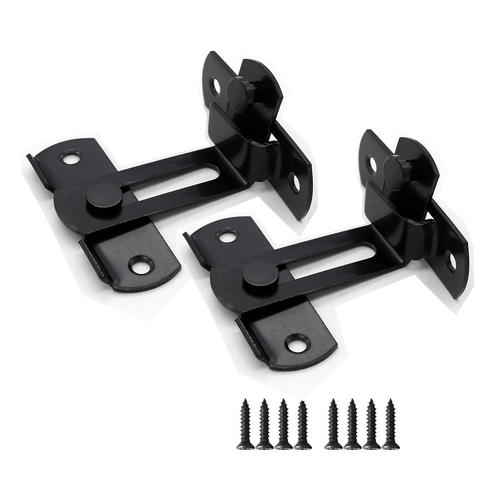 Heavy Duty 90 Degree Stainless Steel Flip Door Latch - 2 Pack Home Security Lock for Front Doors, Child Safety Gate Latches (Black) | Perfect for Baby Proofing, Pet Gates & Sliding Door Security