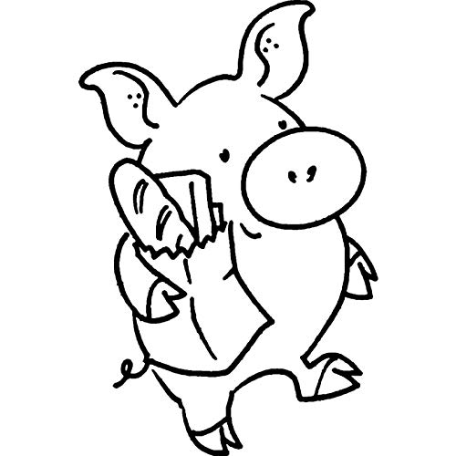 Pig with Groceries Rubber Stamp for Scrapbooking & Card Making