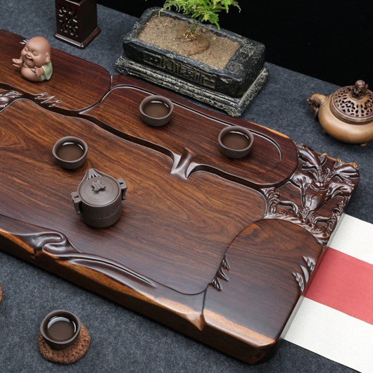 Hand Carved Wooden Goldfish Tea Tray - Traditional Japanese Style Tea Serving Tray for Matcha Ceremony, Home Decor & Gift Idea