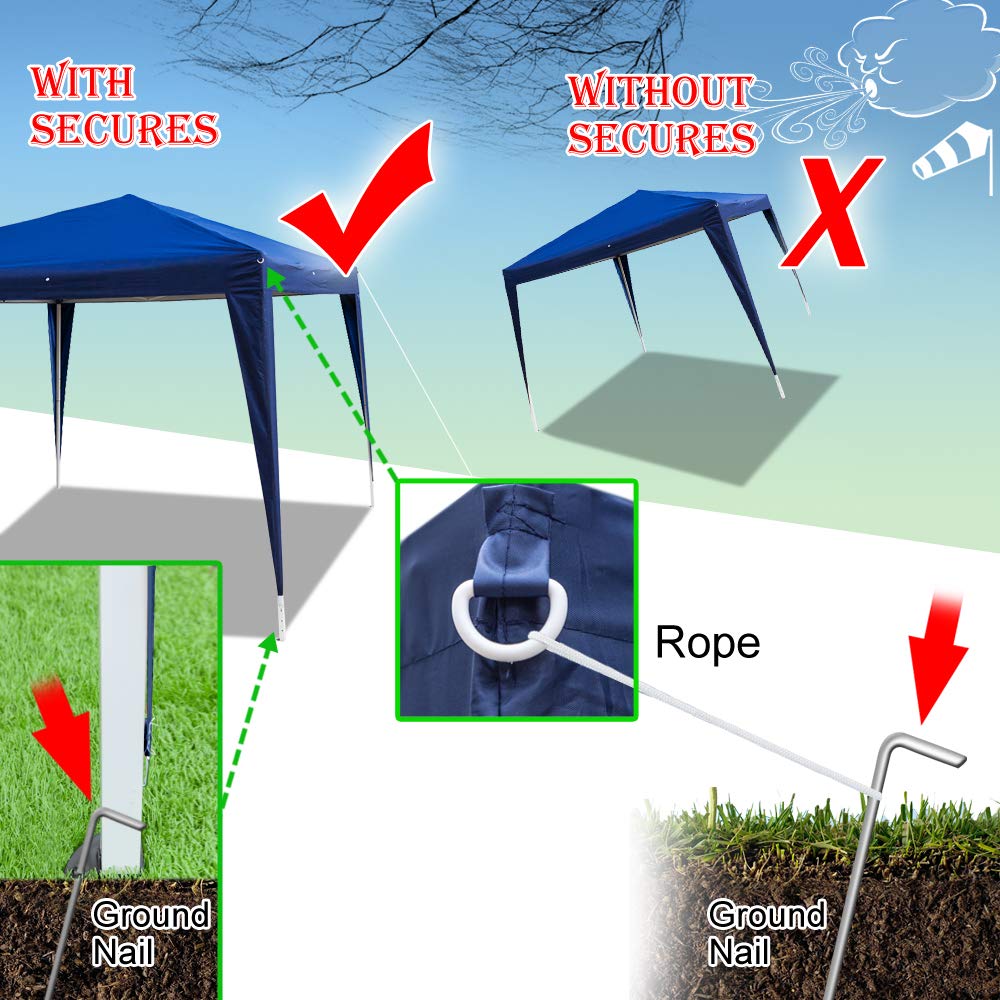 8x8ft Portable Pop Up Gazebo Tent (2.4x2.4m) - Waterproof Instant Canopy with 3 Height Adjustments & Carry Bag - Blue Outdoor Shelter for Beach, Camping, Backyard, Picnics - Perfect for Sun Protection, Rain Cover, Parties, Weddings & Outdoor Events - Ideal for Family Gatherings, BBQ, Tailgating and Farmers Markets