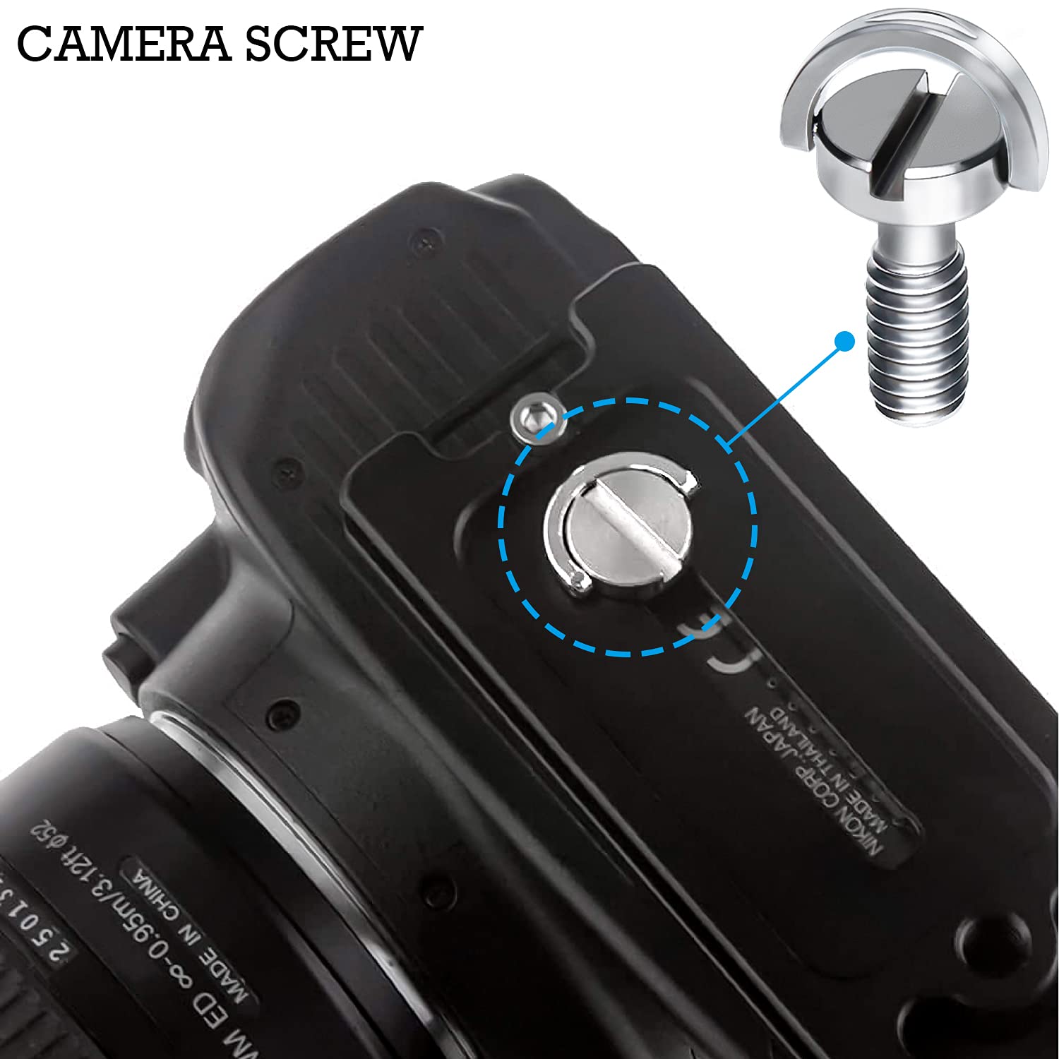 1/4 Inch Stainless Steel Camera Mounting Screws (5-Pack) - Durable Tripod & Tray Fasteners for DSLR, Mirrorless & Video Cameras - Perfect for Photography, Videography & Studio Equipment Setup