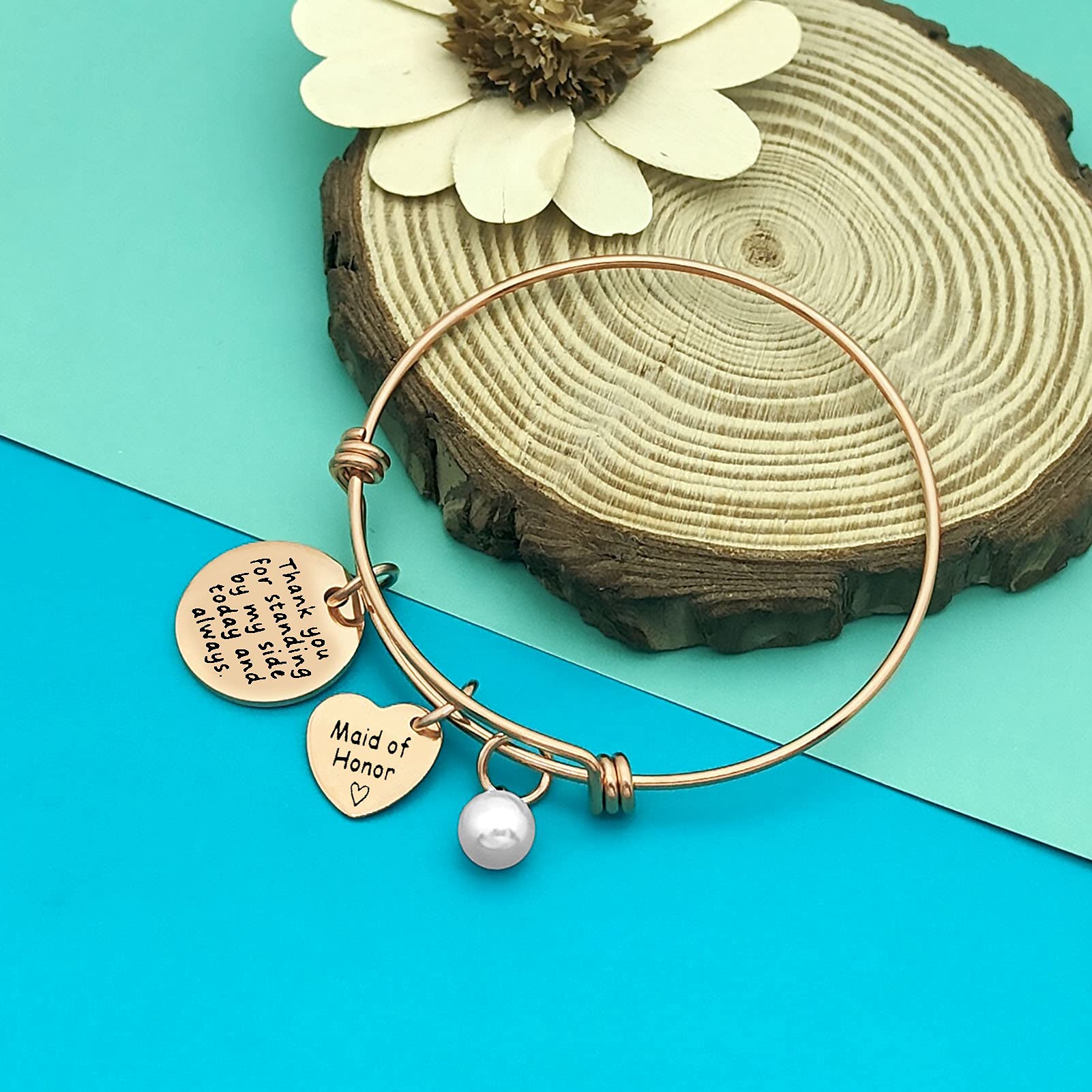 Adjustable Bridesmaid Bracelet - Elegant Wedding Jewelry Gift for Best Friend, Sister & Matron of Honor - Thank You & Appreciation Gift for Bridal Party - Perfect for Weddings, Bachelorette Parties & Special Occasions