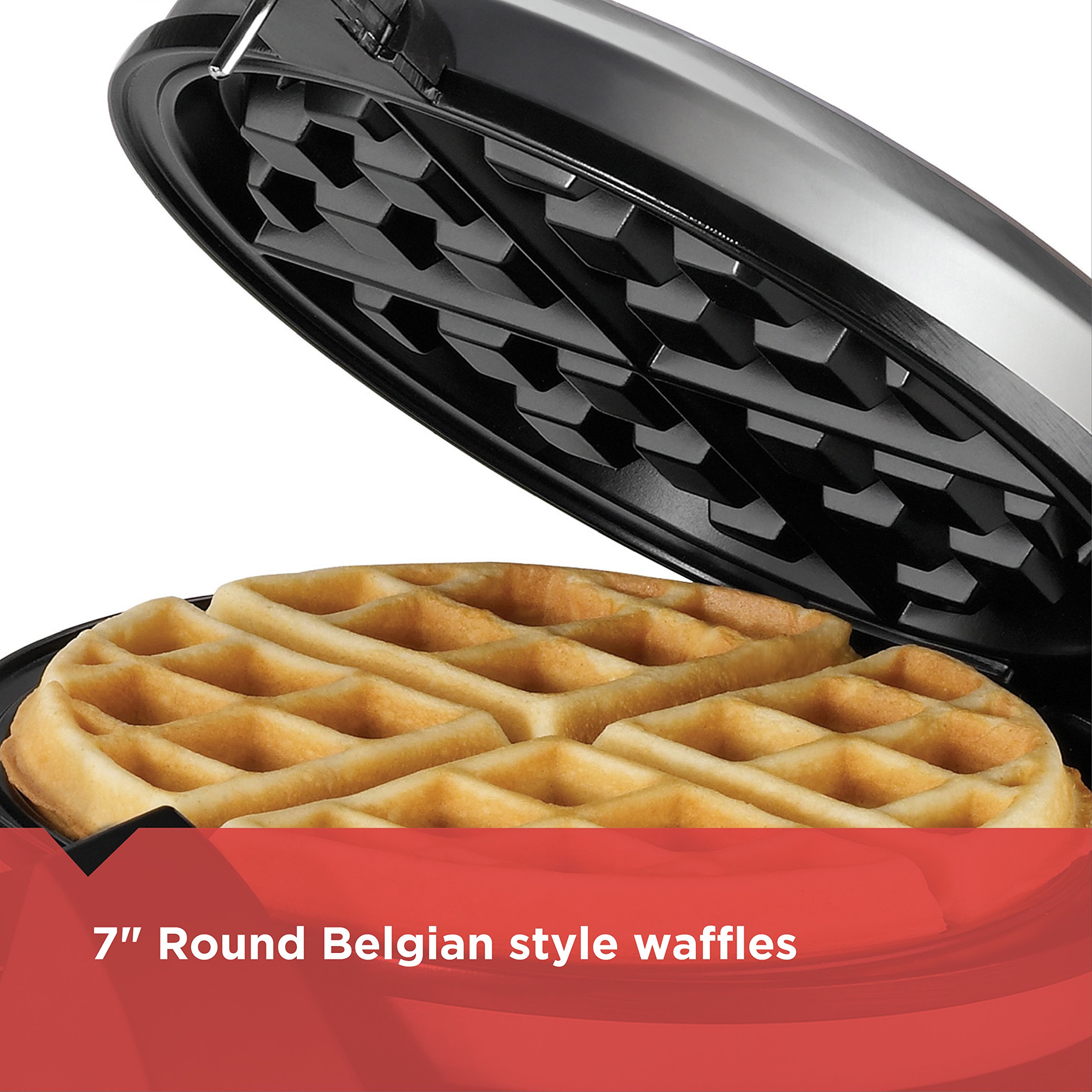 BLACK+DECKER WM1404S 7-Inch Round Belgian Waffle Maker with Ready Light Indicator - Perfect for Breakfast, Brunch & Family Gatherings