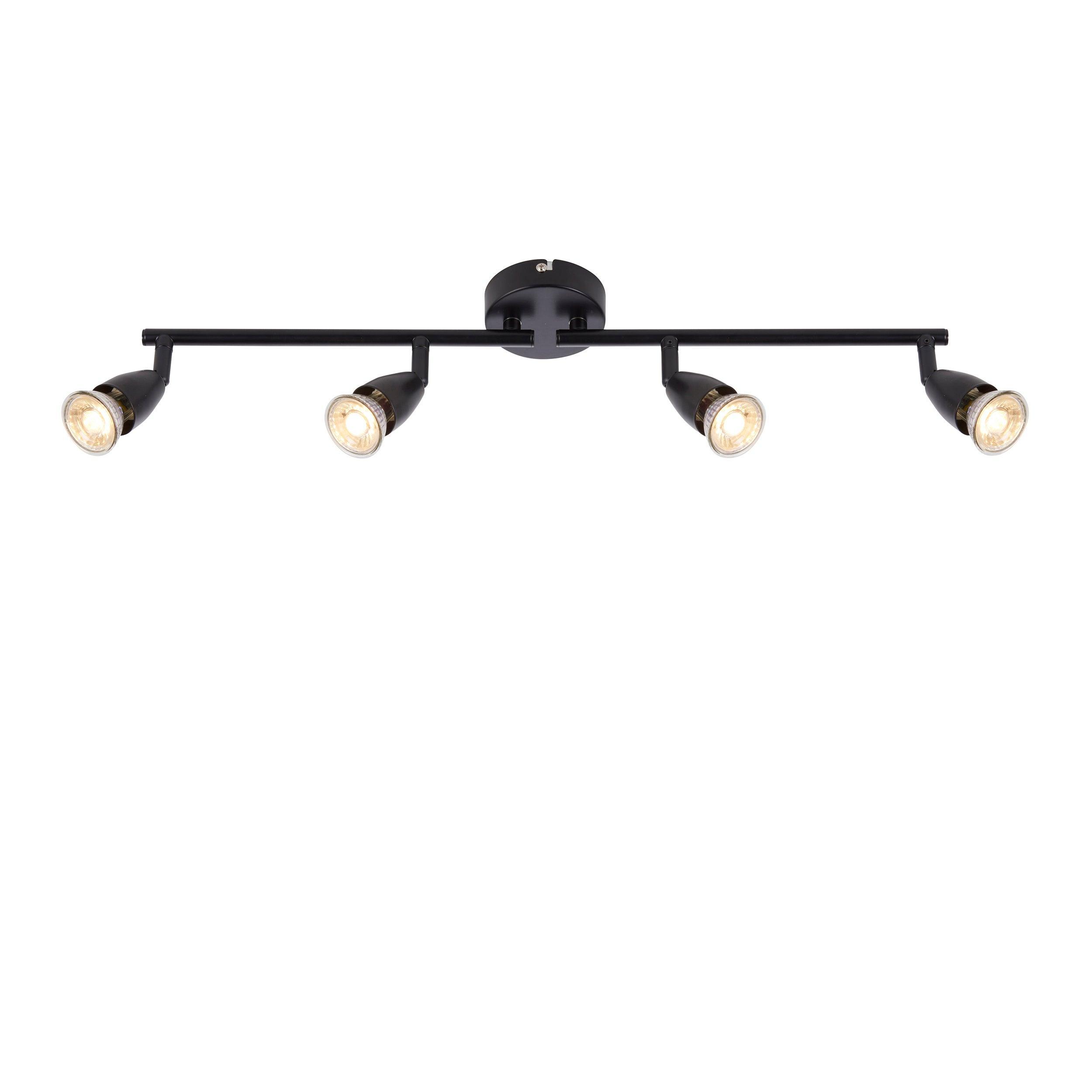 Amalfi 4-Light Adjustable Black Bar Spotlight - 35W LED Track Lighting for Kitchen, Living Room & Retail Stores