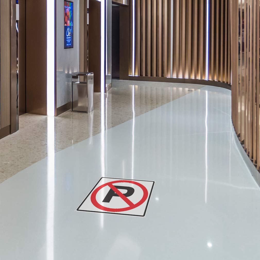 No Parking Floor Decals - Black & Red Anti-Slip Vinyl Stickers with Bold Typography & Symbols (36 Inches Long) - Durable Industrial Safety Signs for Warehouses, Garages, Factories & Parking Lots