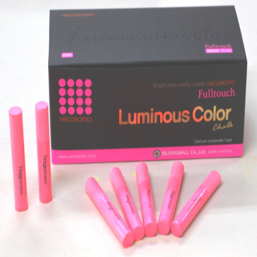 HAGOROMO Fulltouch Luminous Chalk 72pcs - Non-Toxic Pink Chalk for Teachers, Students & Artists - Perfect for Classroom, Blackboard & Sidewalk Drawing
