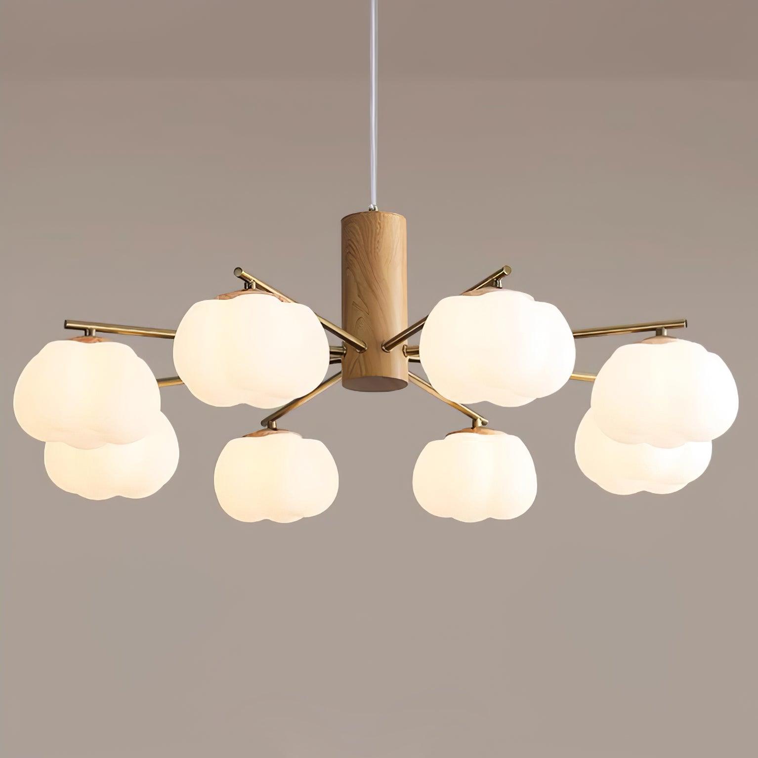 Handmade Cotton Ball Chandelier - Elegant Boho Home Decor for Bedroom, Nursery & Wedding | Soft Lighting Fixture with Natural Cotton Accents