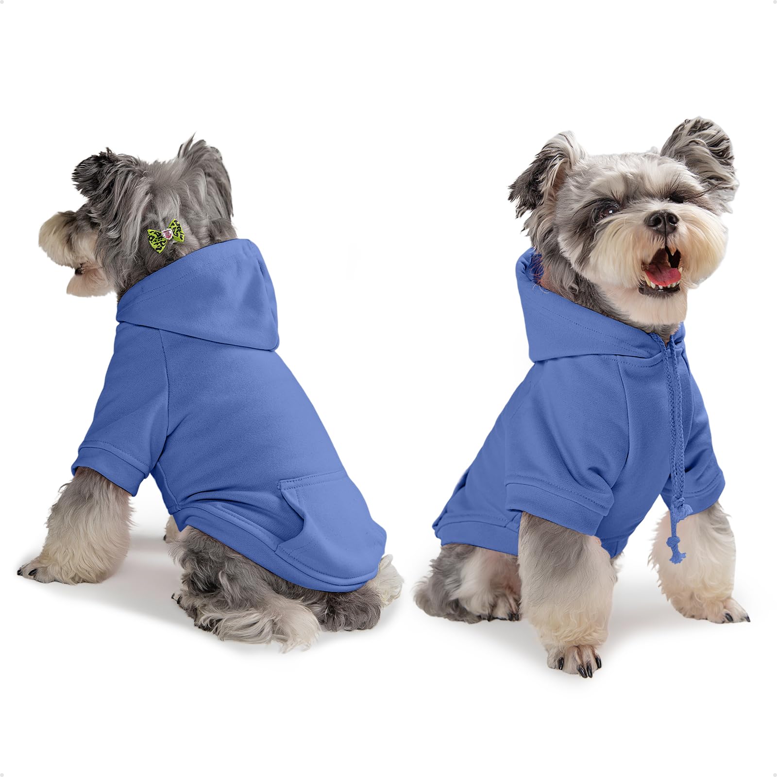**PETWIT Small Dog Hoodies - Winter Warm Fleece Jumper with Hood & Pockets for Small Puppies - Cozy Blue Dog Sweatshirt (XS) - Perfect for Outdoor Walks & Indoor Comfort**