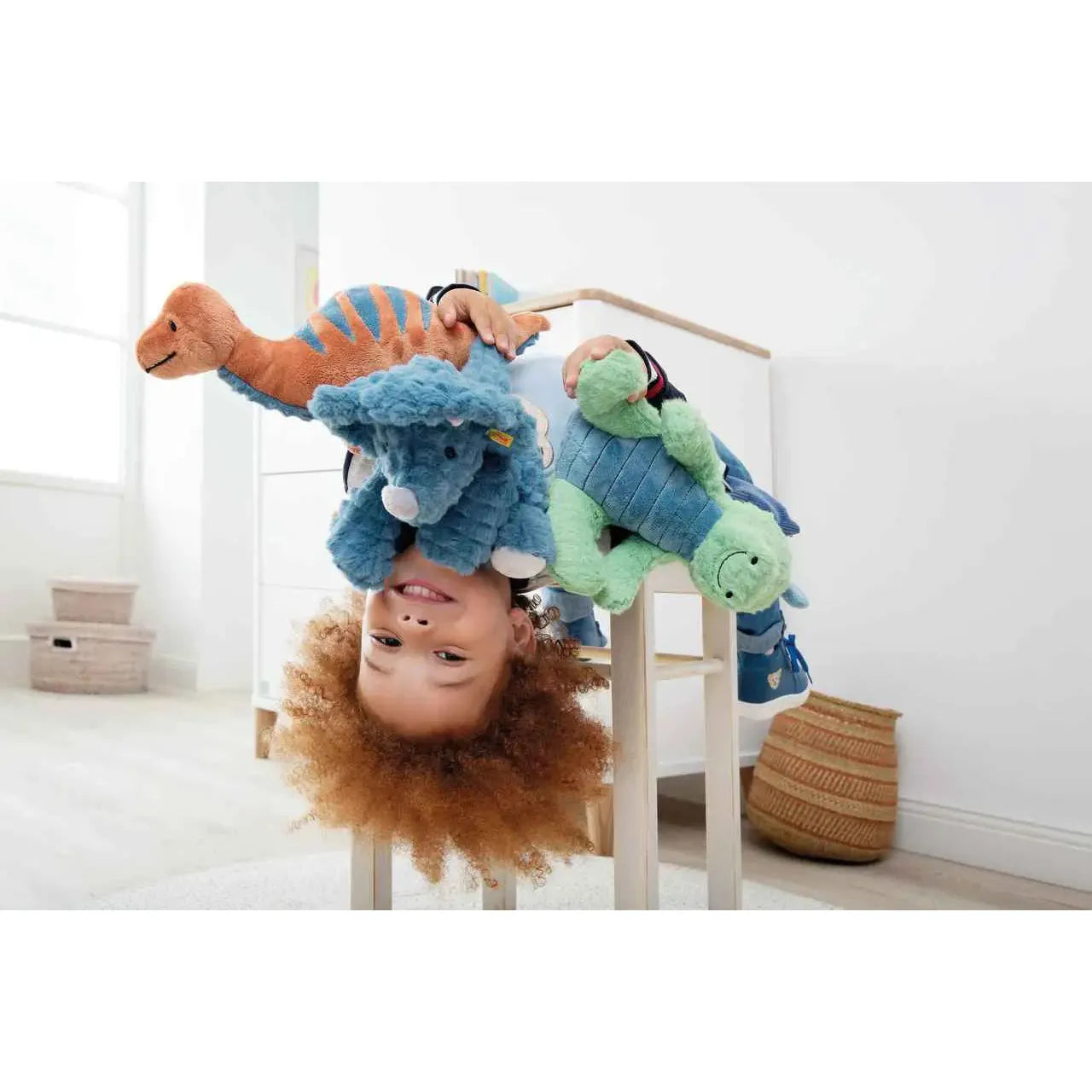 Steiff Dixi Triceratops Plush Dinosaur Toy - Soft & Cuddly Stuffed Animal for Kids, Collectible Gift for Dinosaur Lovers - Perfect for Playtime, Nursery Decor & Gifts