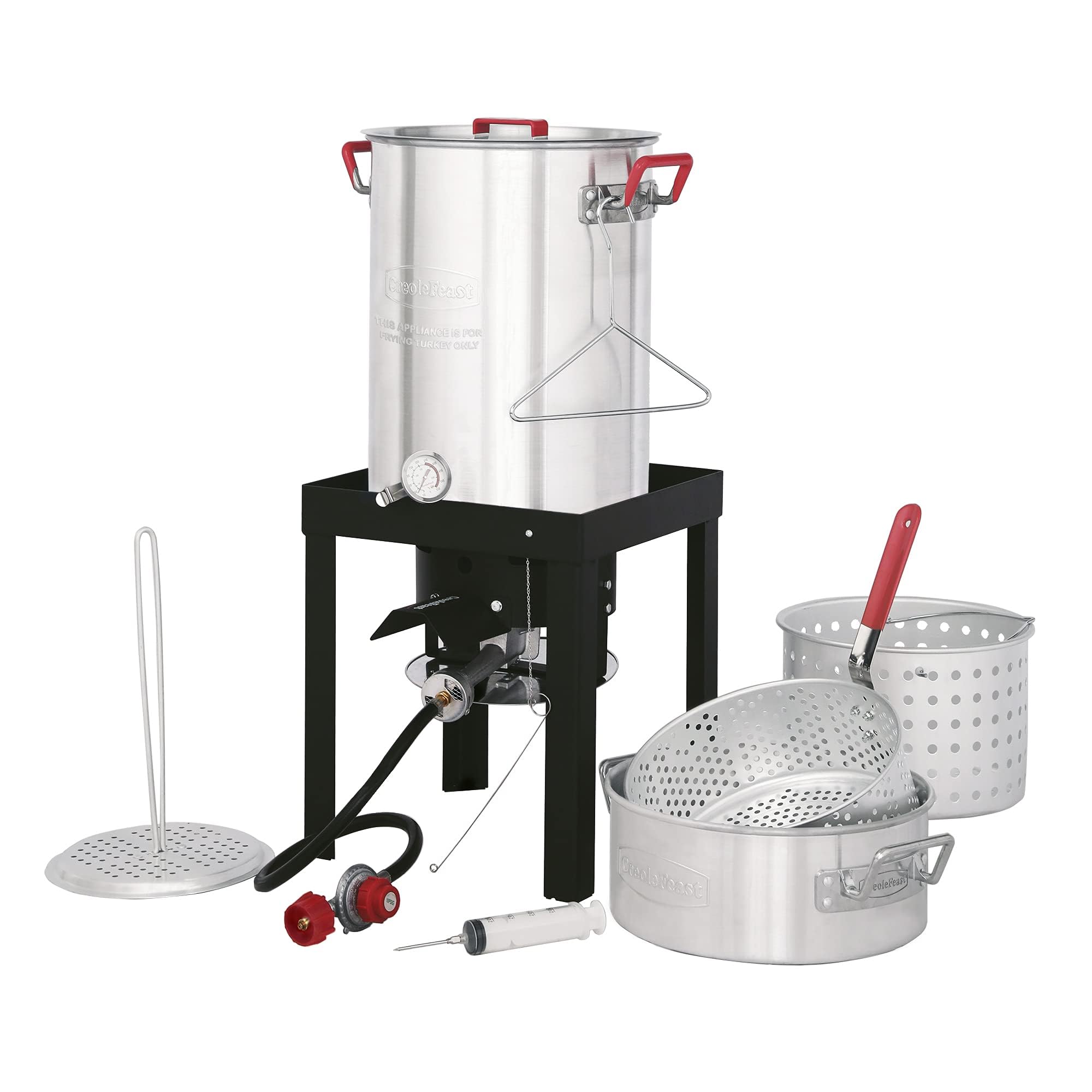 CreoleFeast TFS3010 Propane 30 Qt. Turkey Fryer & 10 Qt. Fish Fryer Boiler Steamer Set - 50,000 BTU Outdoor Burner for Backyard Cooking, Camping, Tailgating & Holiday Feasts