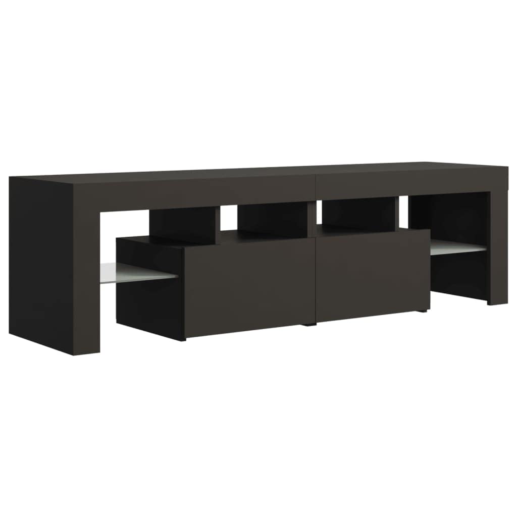 vidaXL Modern TV Stand with LED Lights - Entertainment Center TV Cabinet for Living Room, Bedroom, Home & Office - Space-Saving Storage Furniture (Gray) - Perfect for 55-65 Inch TVs, Gaming Consoles & Media Devices