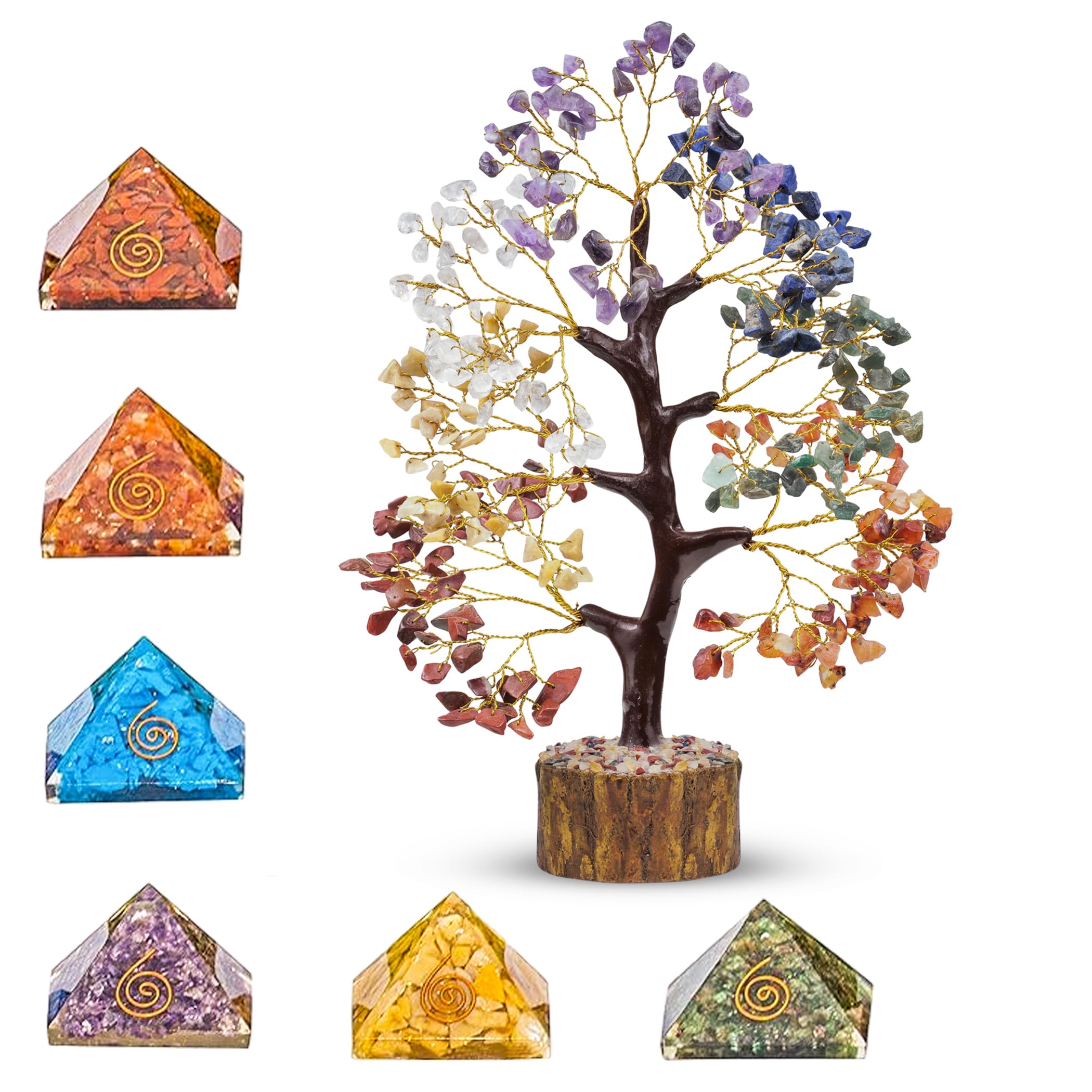 FASHIONZAADI 7 Chakra Tree of Life Crystal Decor - Spiritual Healing Gifts for Women, Mothers, Meditation & Feng Shui Home Decor - Perfect for Birthday, Yoga Room, Office Desk & Zen Space Decoration