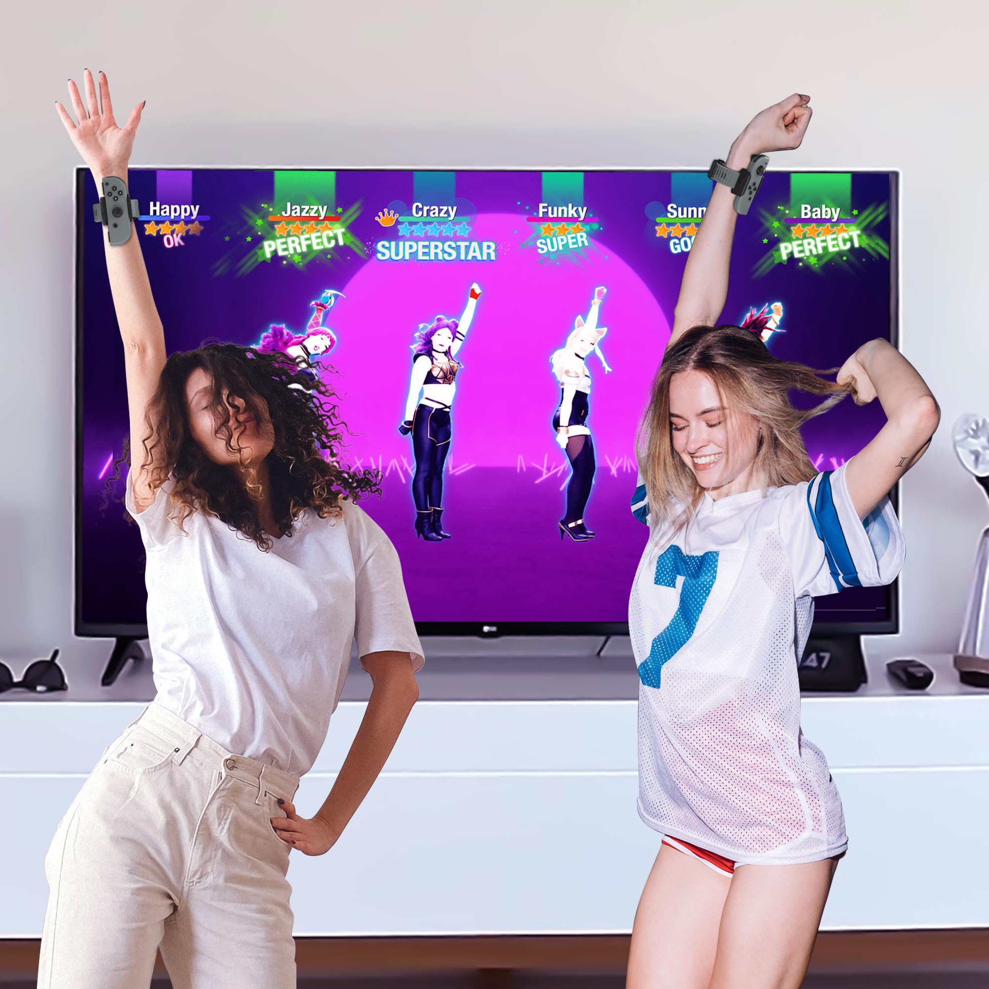 Narati Adjustable Silicone Wrist Bands for Nintendo Switch Joy Cons & OLED Model - Compatible with Just Dance 2021-2025 - 2 Pack for Adults & Kids - Perfect for Gaming, Fitness & Dance Workouts