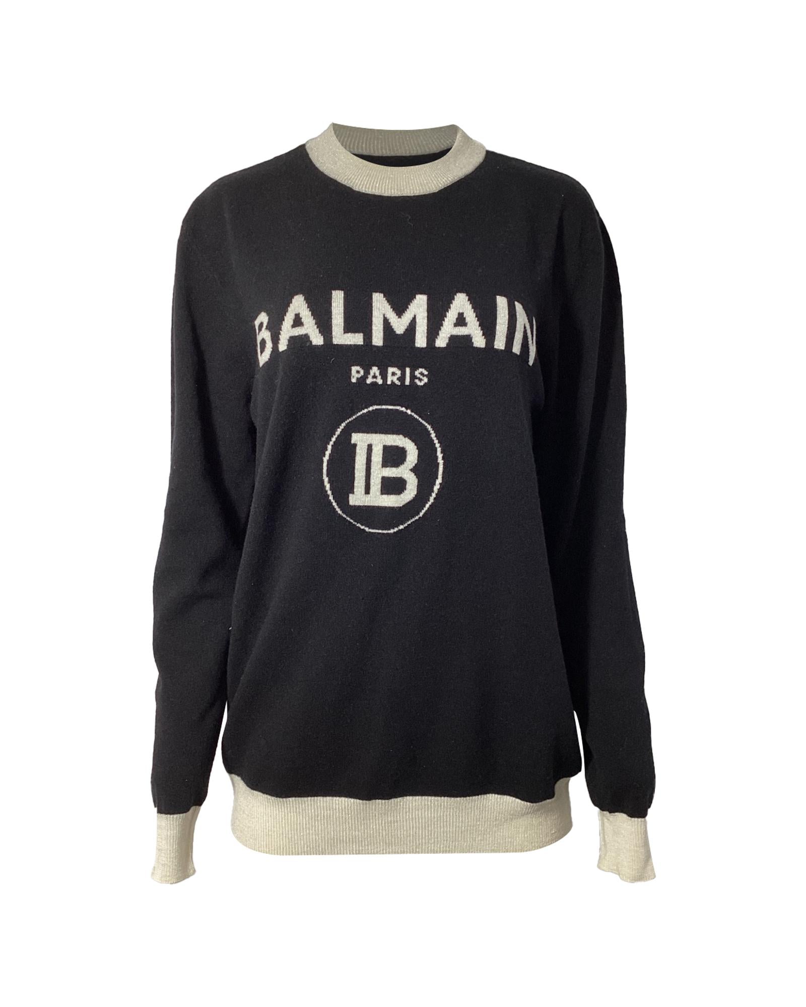 Balmain Logo Cashmere Sweater for Women - Luxury Soft Knit Pullover for Fall & Winter - Perfect for Office, Parties & Casual Outfits