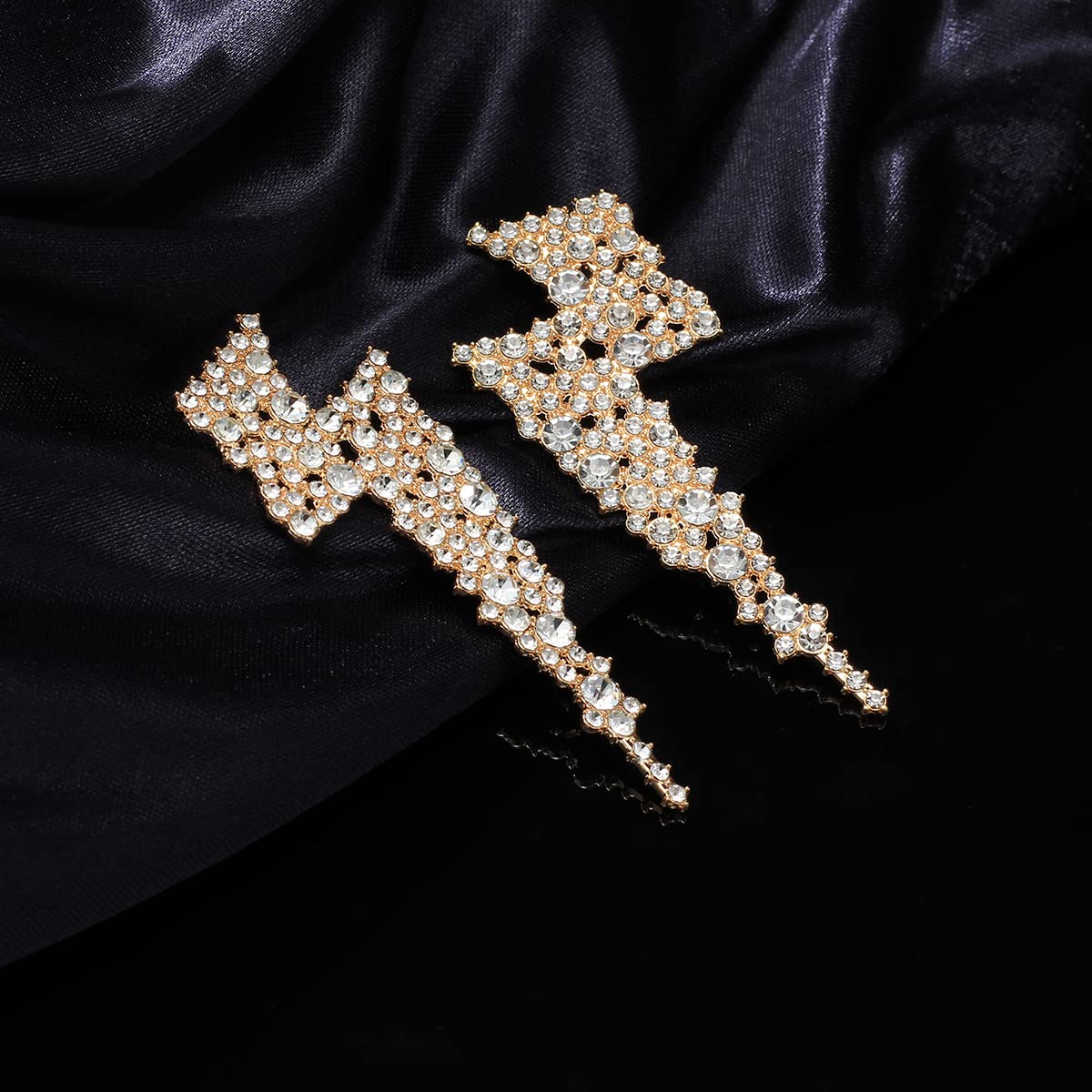 KELMALL Crystal Lightning Bolt Dangle Earrings for Women - Trendy Sparkly Drop Earrings, Fashion Statement Jewelry for Parties, Date Night & Special Occasions